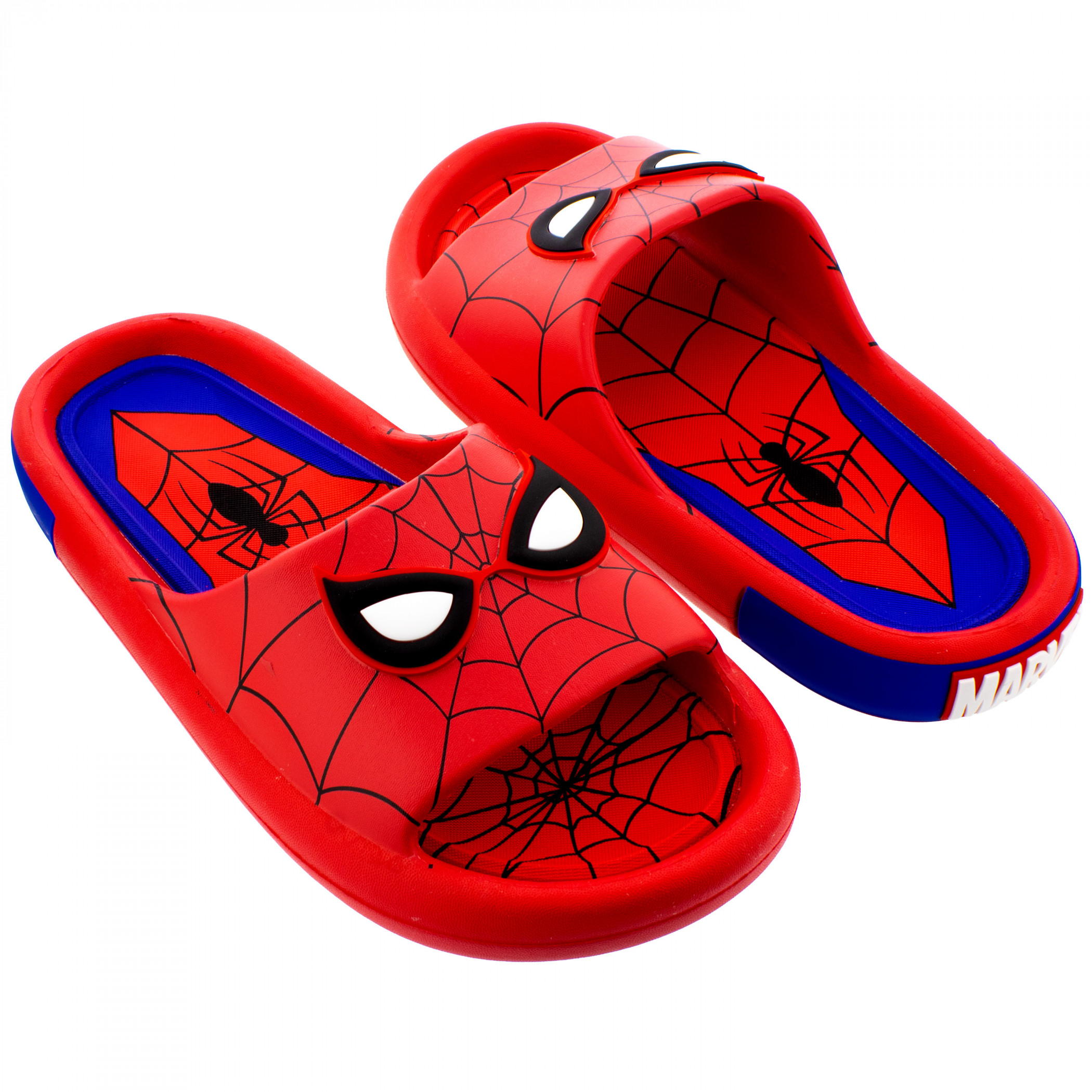 Spider-Man Webbed Mask Men's Slide Sandals, Red