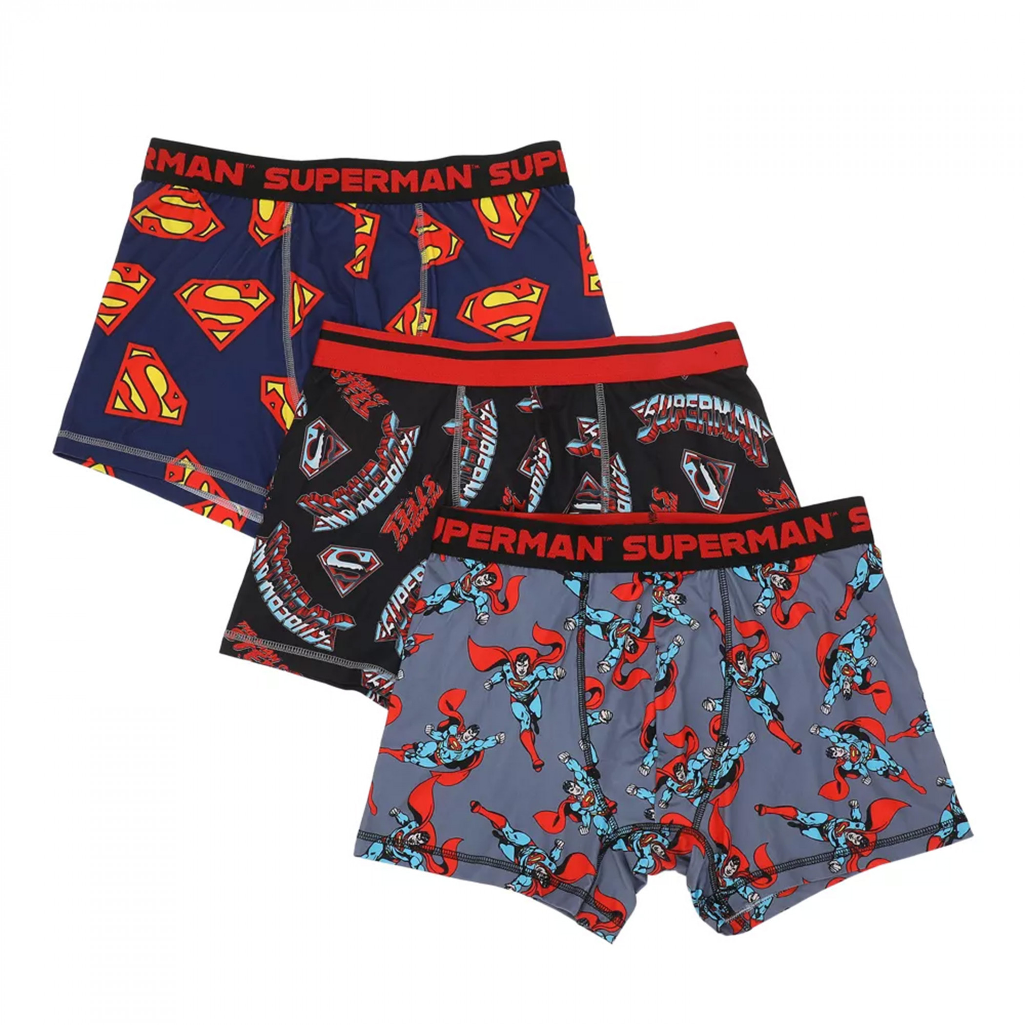 Superman and Logos 3-Pair Pack of Boxer Briefs, Multi-Color