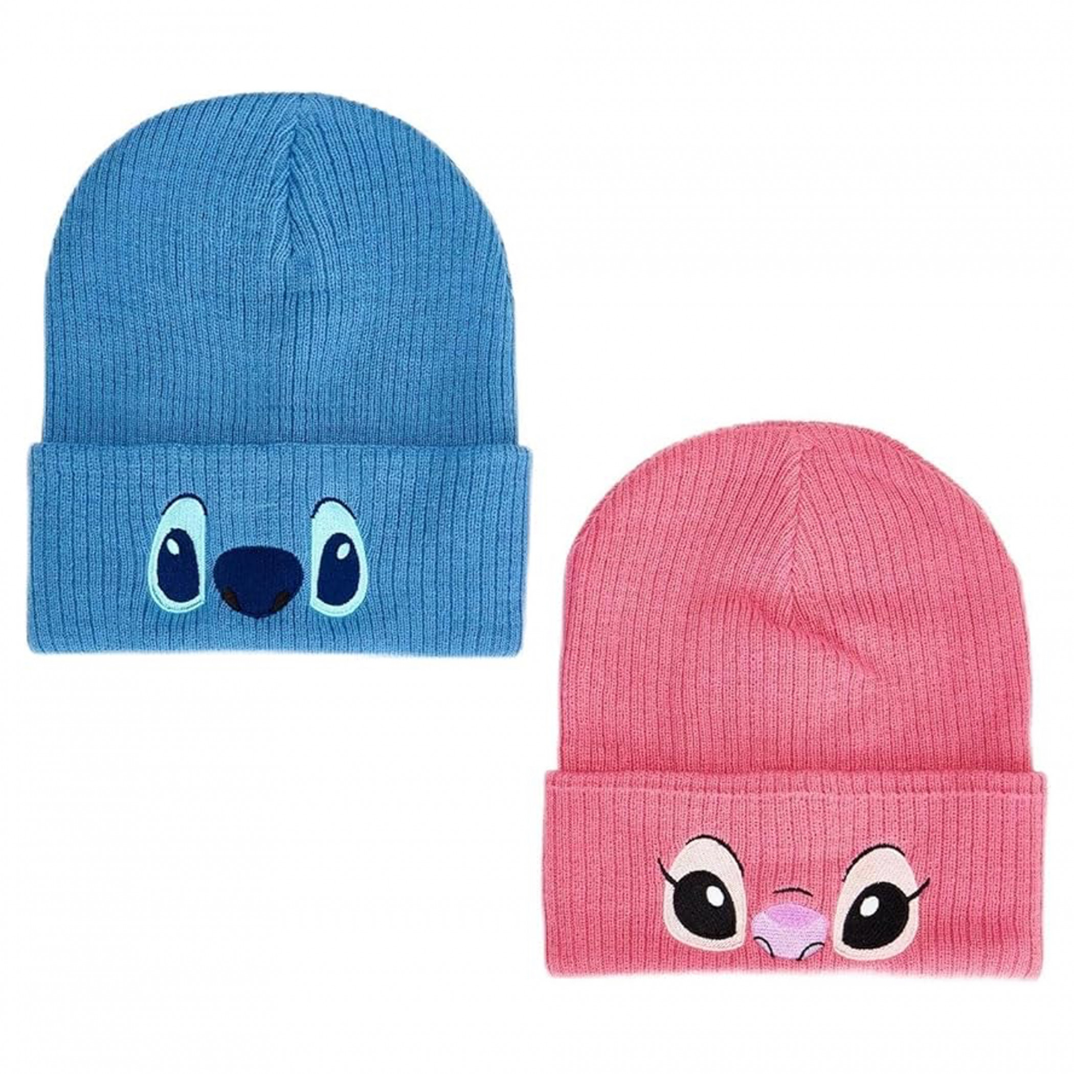 Lilo and Stitch - Stich and Angel Faces Set of 2 Cuff Beanies, Multi-Color