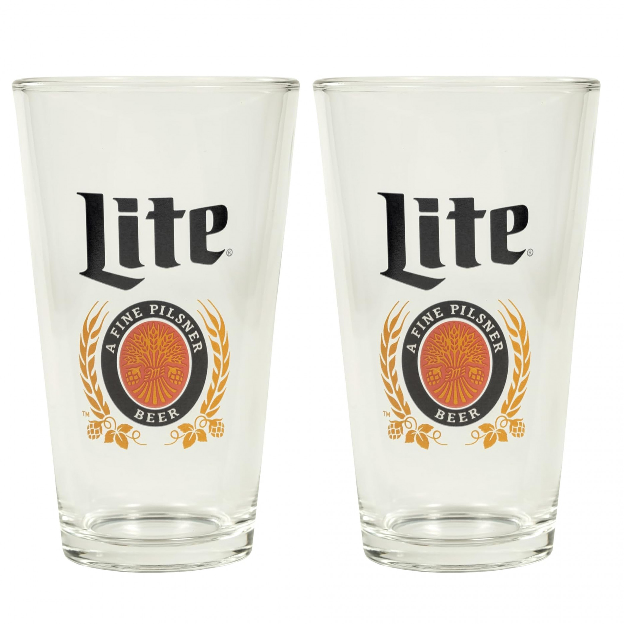 Miller Lite Classic Logo 2-Pack Pint Glass Set
