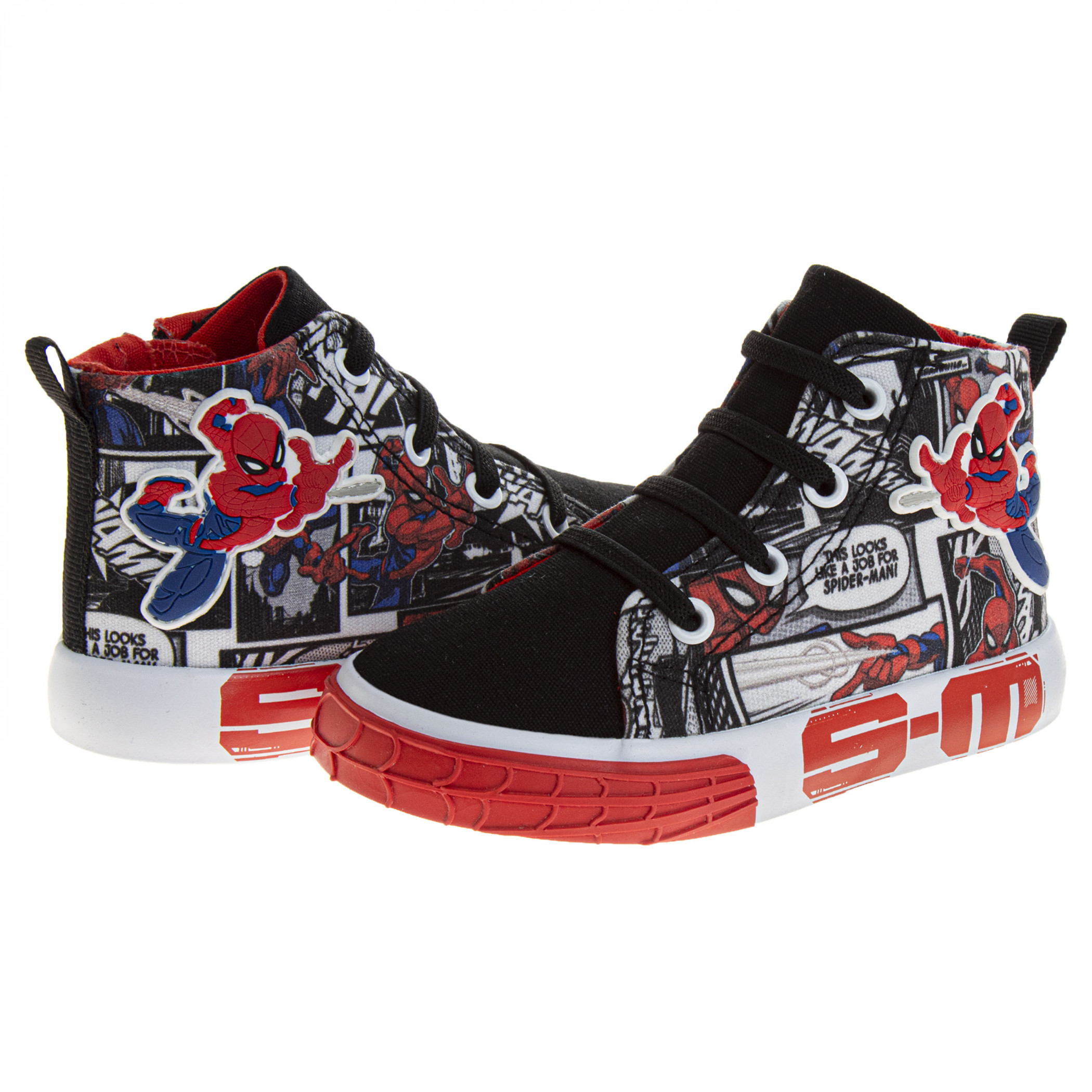 Spider-Man Sticker Grunge High-Top Sneakers, Multi-Color