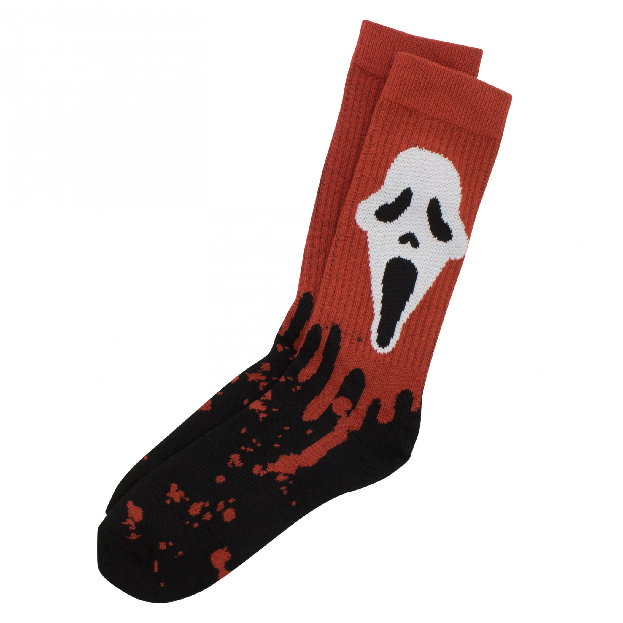 Scream Ghostface Red and Black Crew Socks, Multi-Color