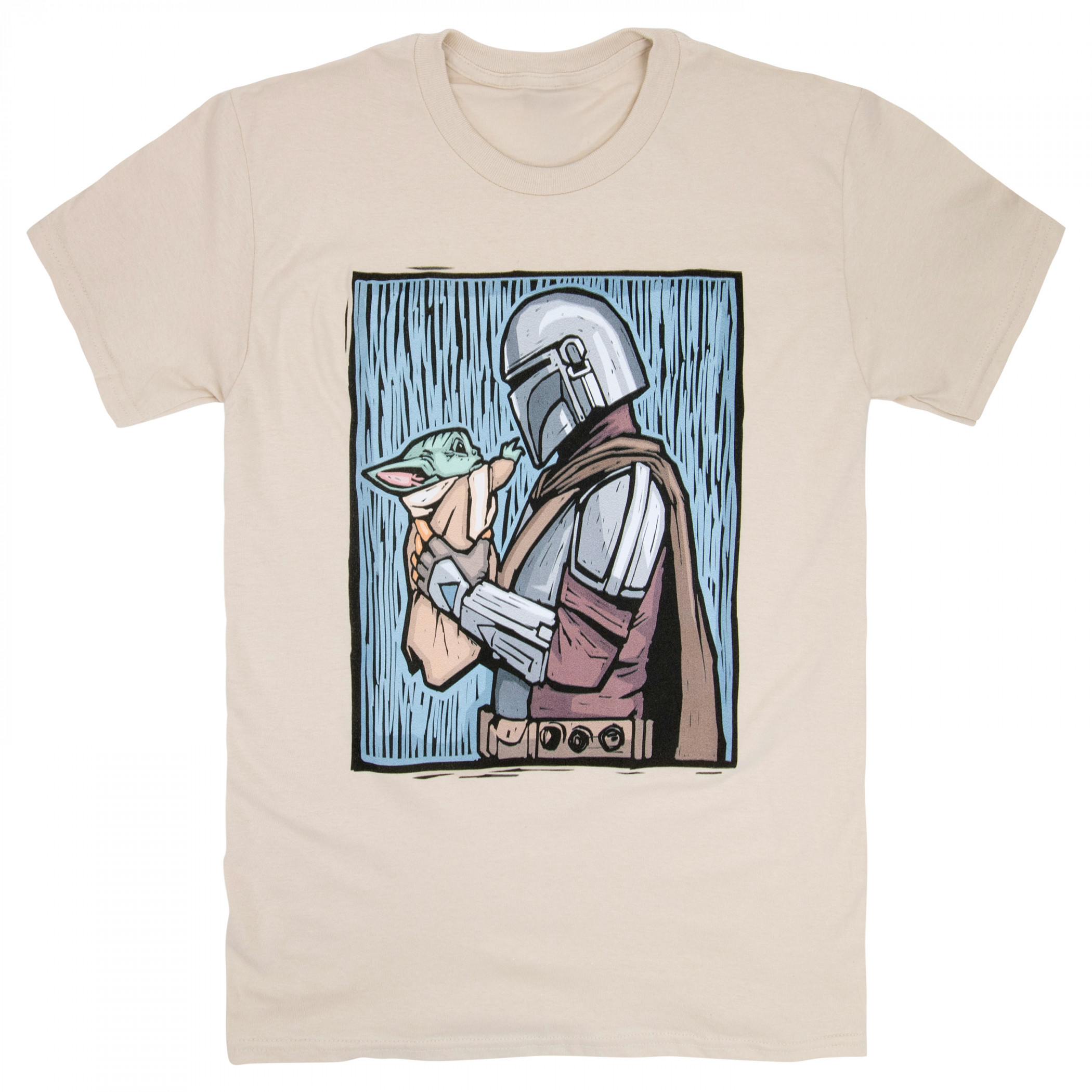 Star Wars The Mandalorian Holding Grogu T-Shirt, Beige