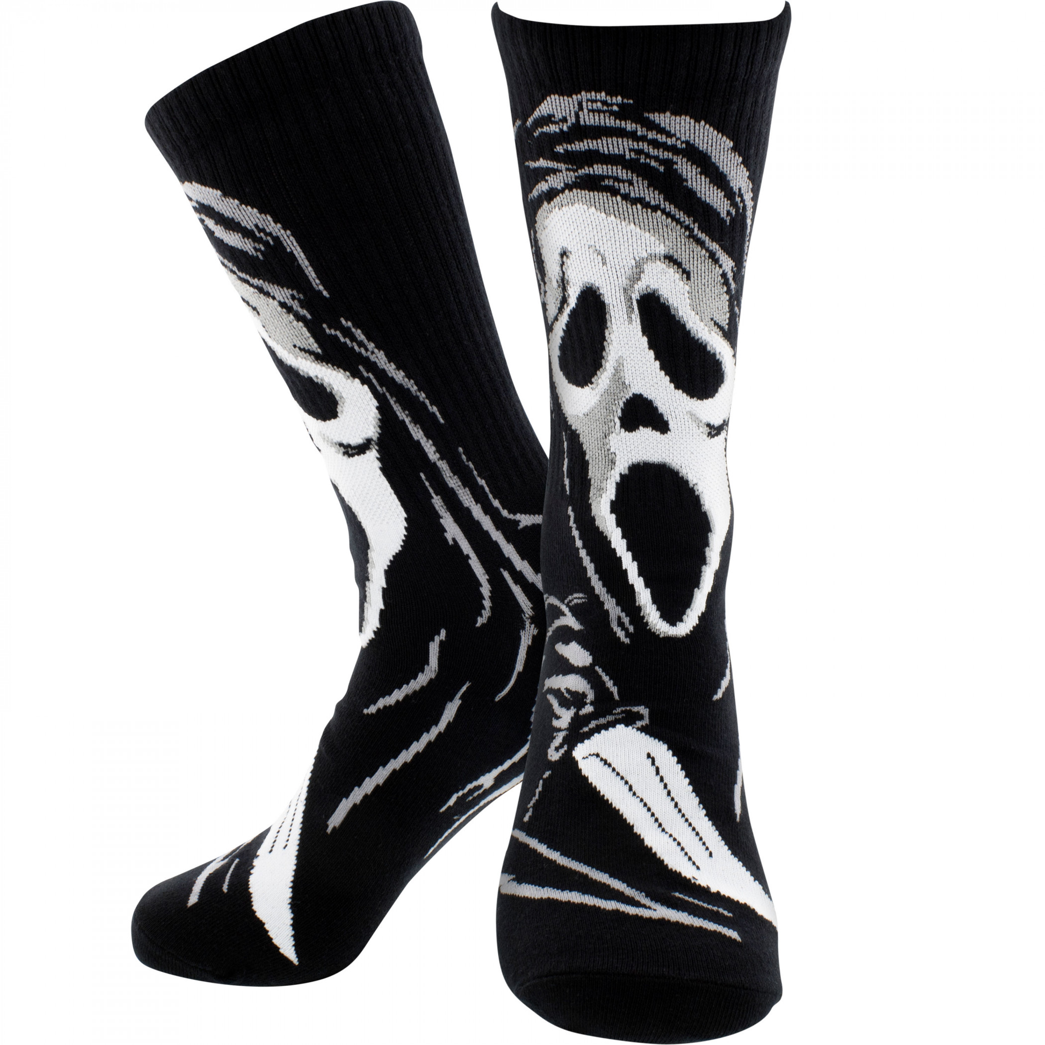 Scream Ghost Face Crew Socks, Black