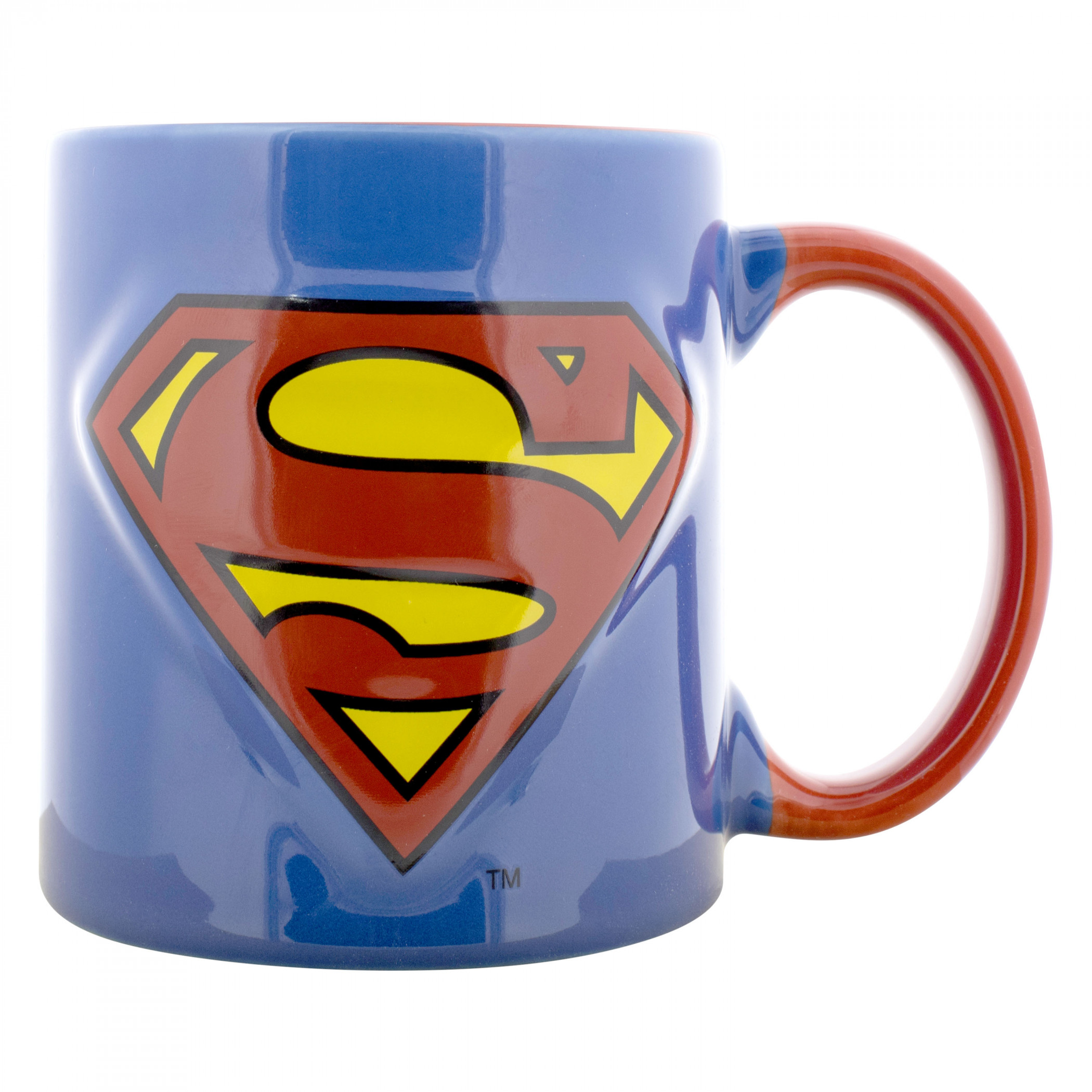 Superman Logo Embossed 18oz Ceramic Mug, Multi-Color