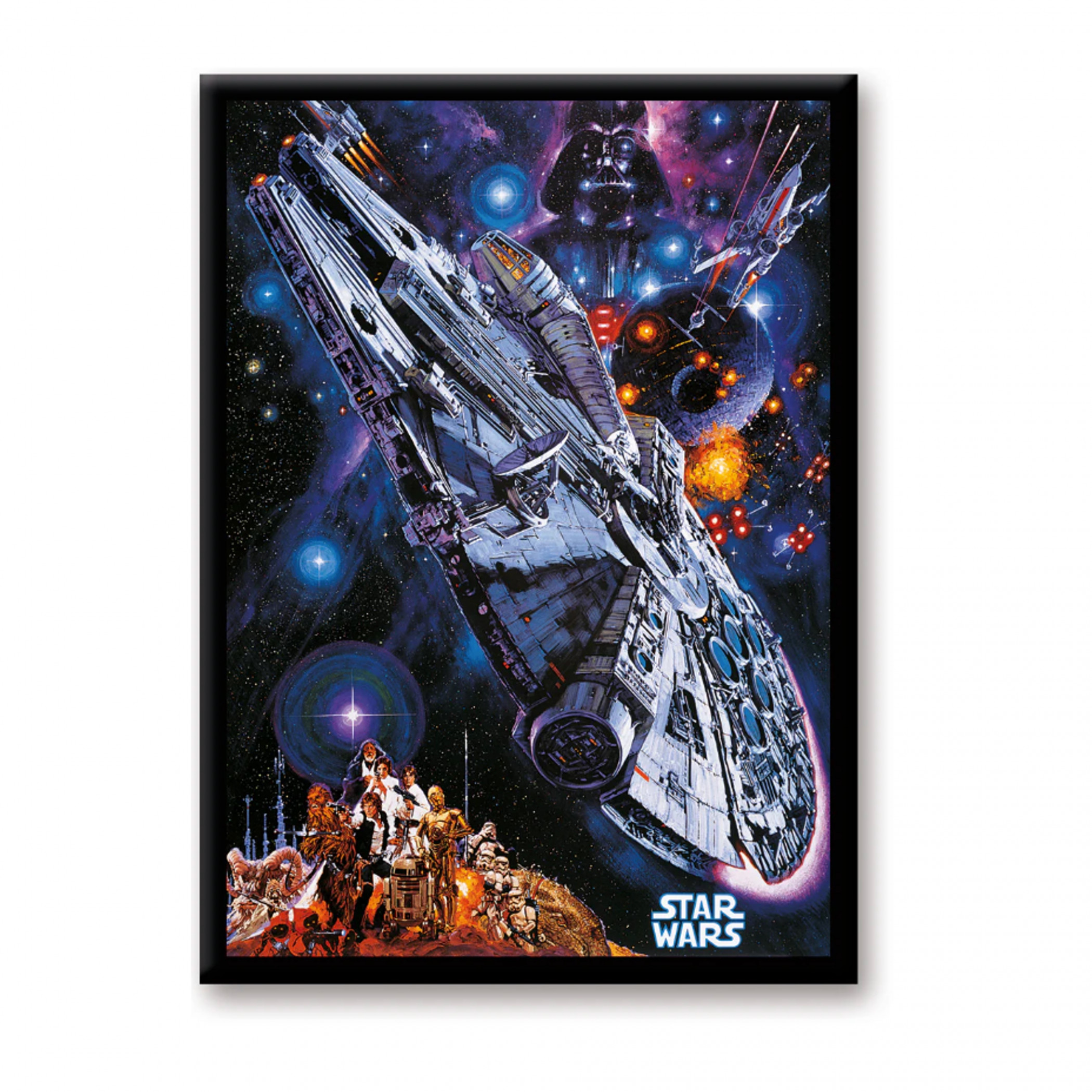Star Wars Millenium Falcon Retro Comic Poster Magnet, Multi-Color