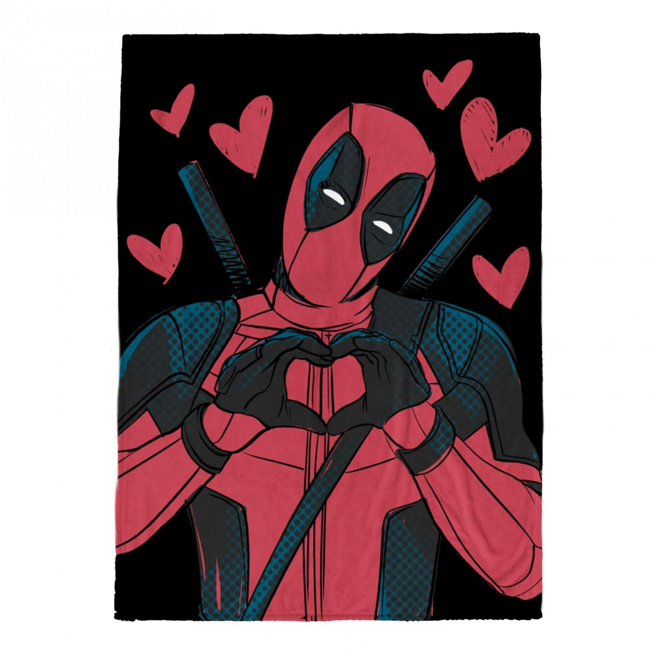 Deadpool Hearts 50' x 70' Fleece Throw Blanket, Red