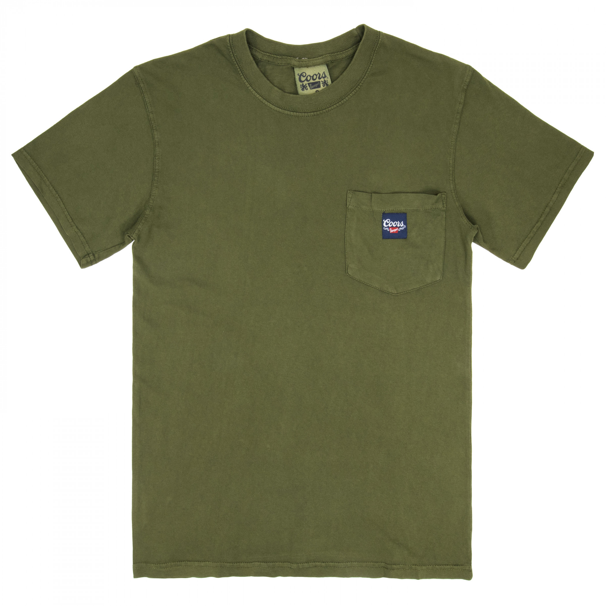 Coors Cowboy Skull Premium Super Soft Heavyweight Front Pocket Back-Print T-Shirt