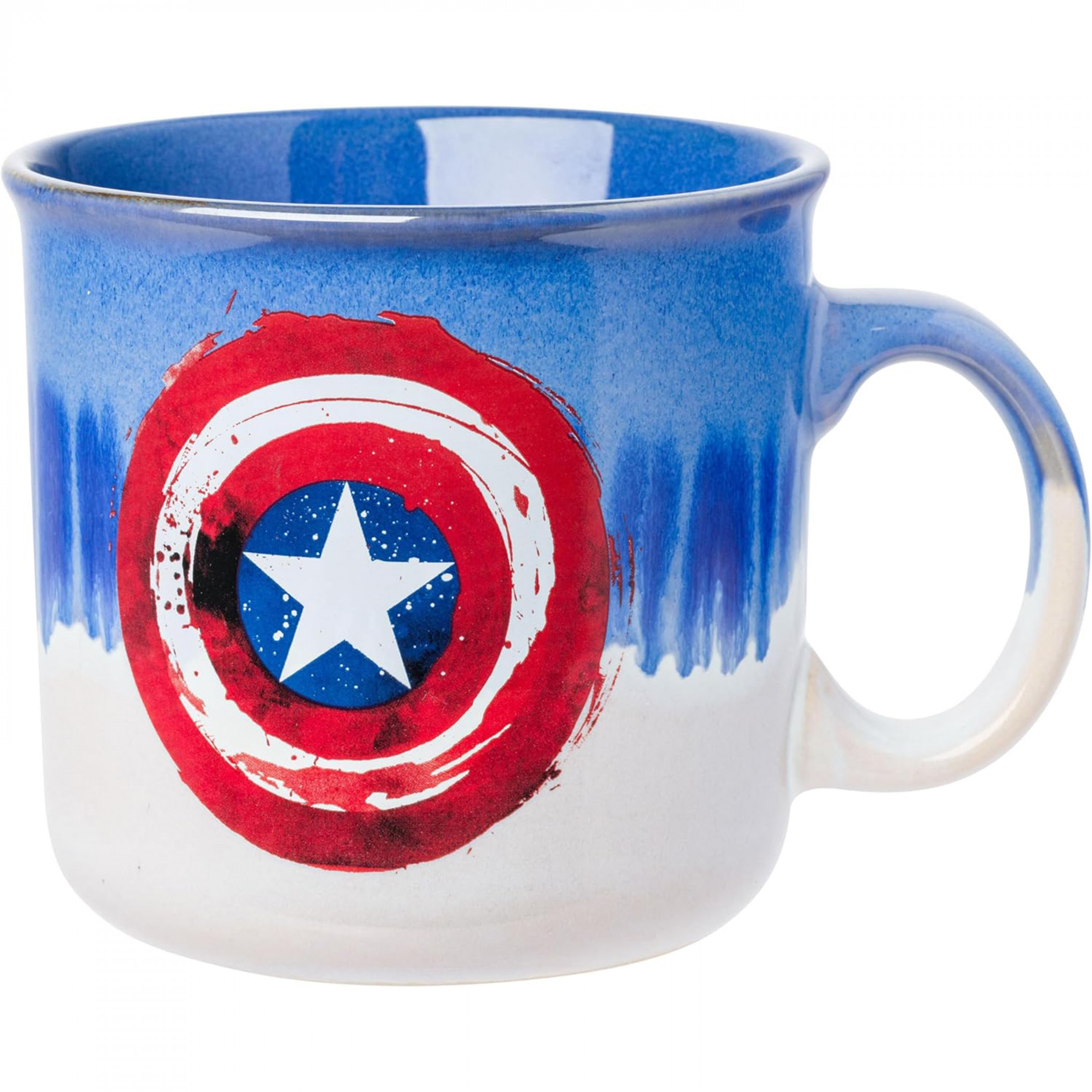 Captain America Logo 20oz Jumbo Reactive Glaze Ceramic Camper Mug, Multi-Color