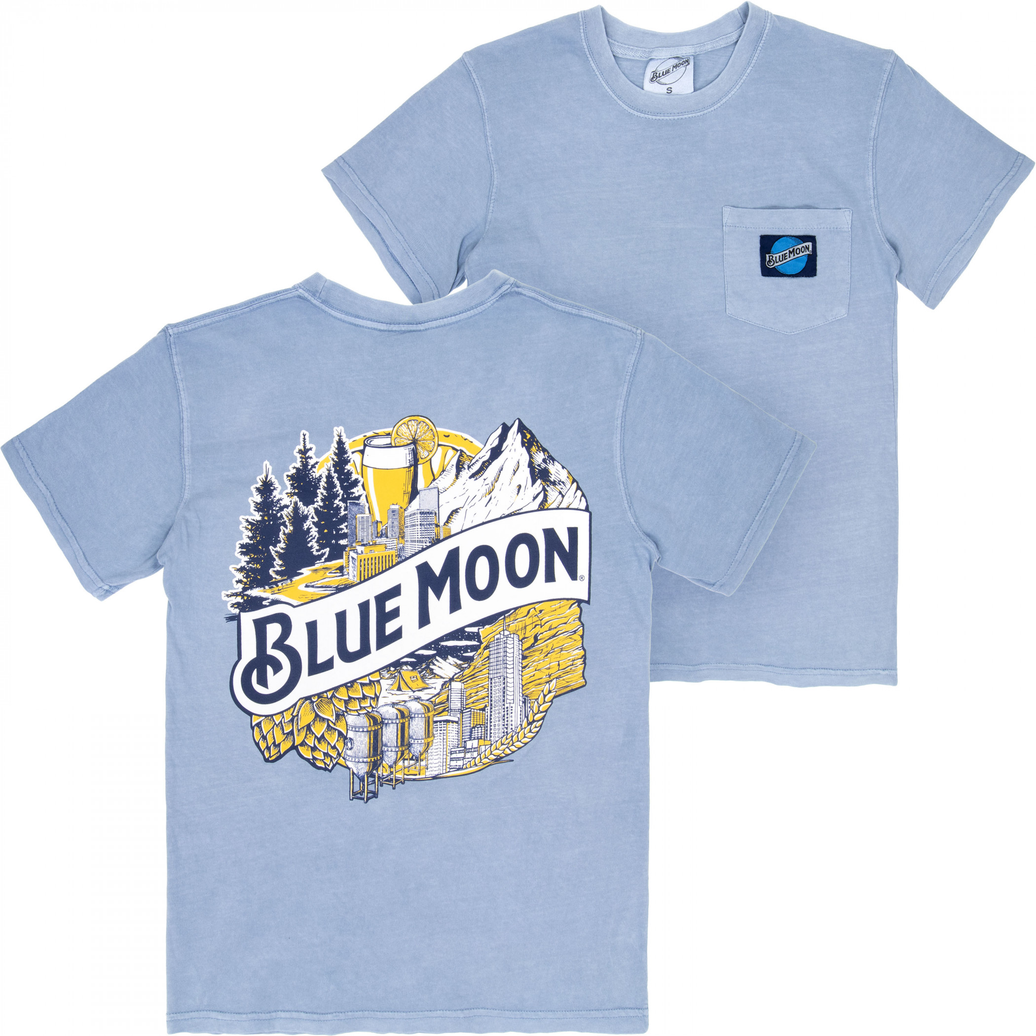 Blue Moon Wheat Premium Super Soft Heavyweight Front Pocket Back-Print T-Shirt