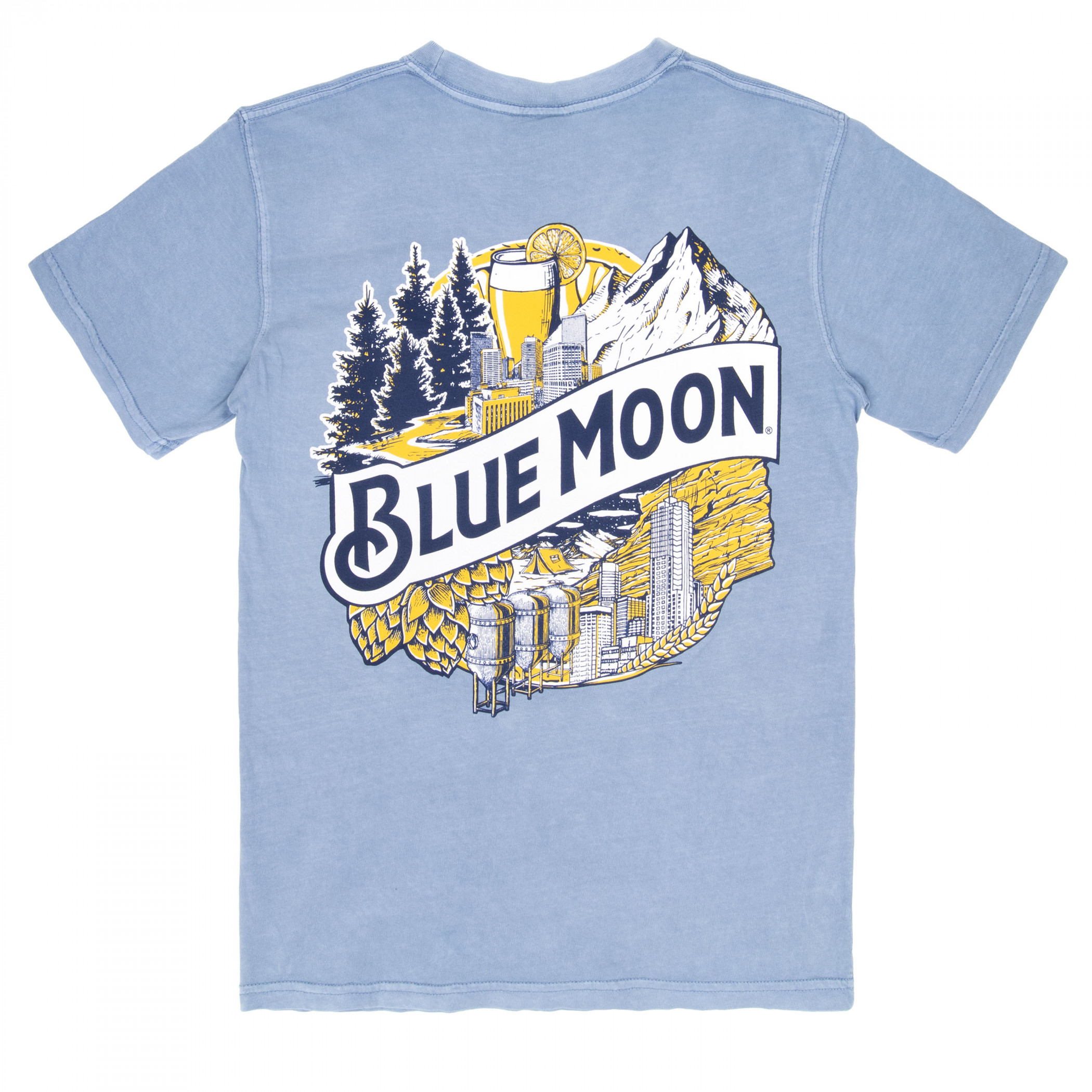 Blue Moon Wheat Premium Super Soft Heavyweight Front Pocket Back-Print T-Shirt
