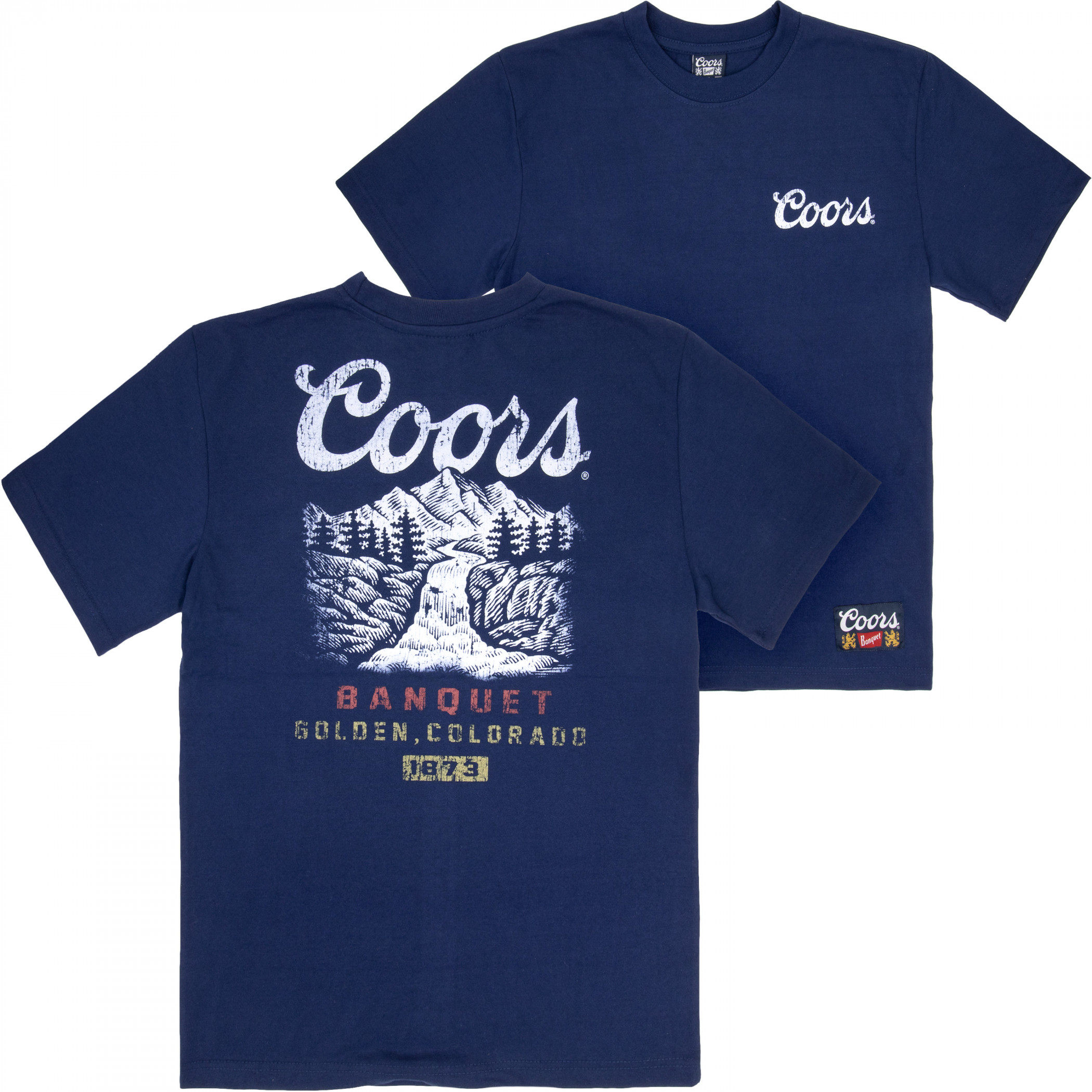 Coors Banquet Mountain Premium Super Soft Heavyweight Front and Back Print T-Shirt