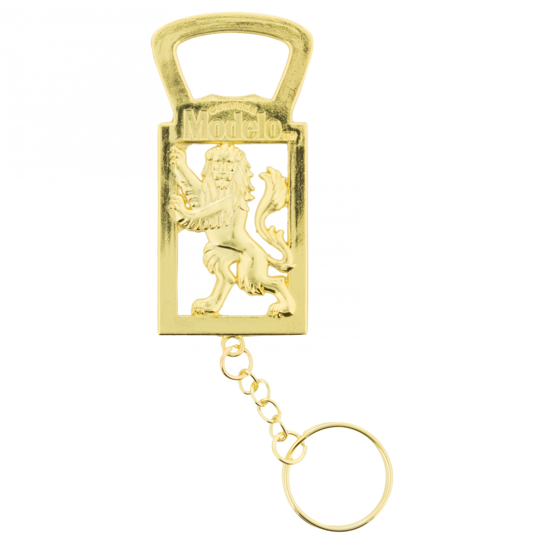 Modelo Especial Debossed Lion Bottle Opener Keychain