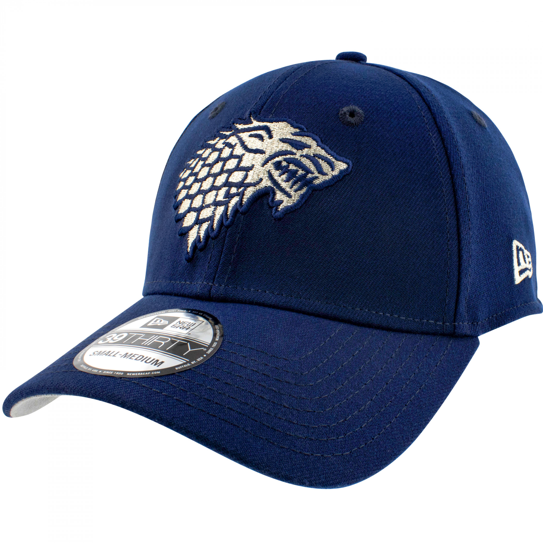 Game of Thrones Stark Crest New Era 39Thirty Fitted Hat, Blue