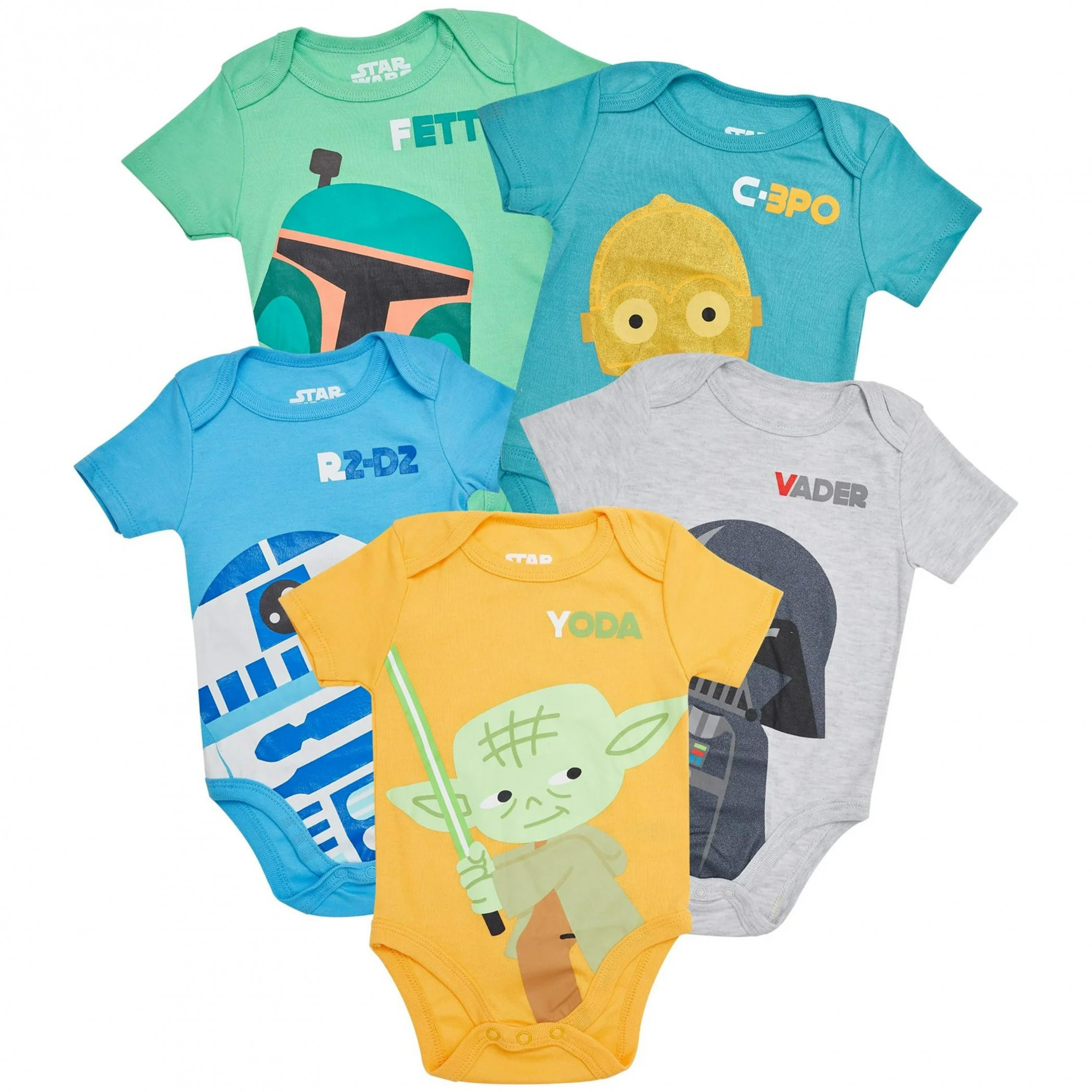 Star Wars Characters 5-Pack Infant Bodysuit Set, Multi-Color