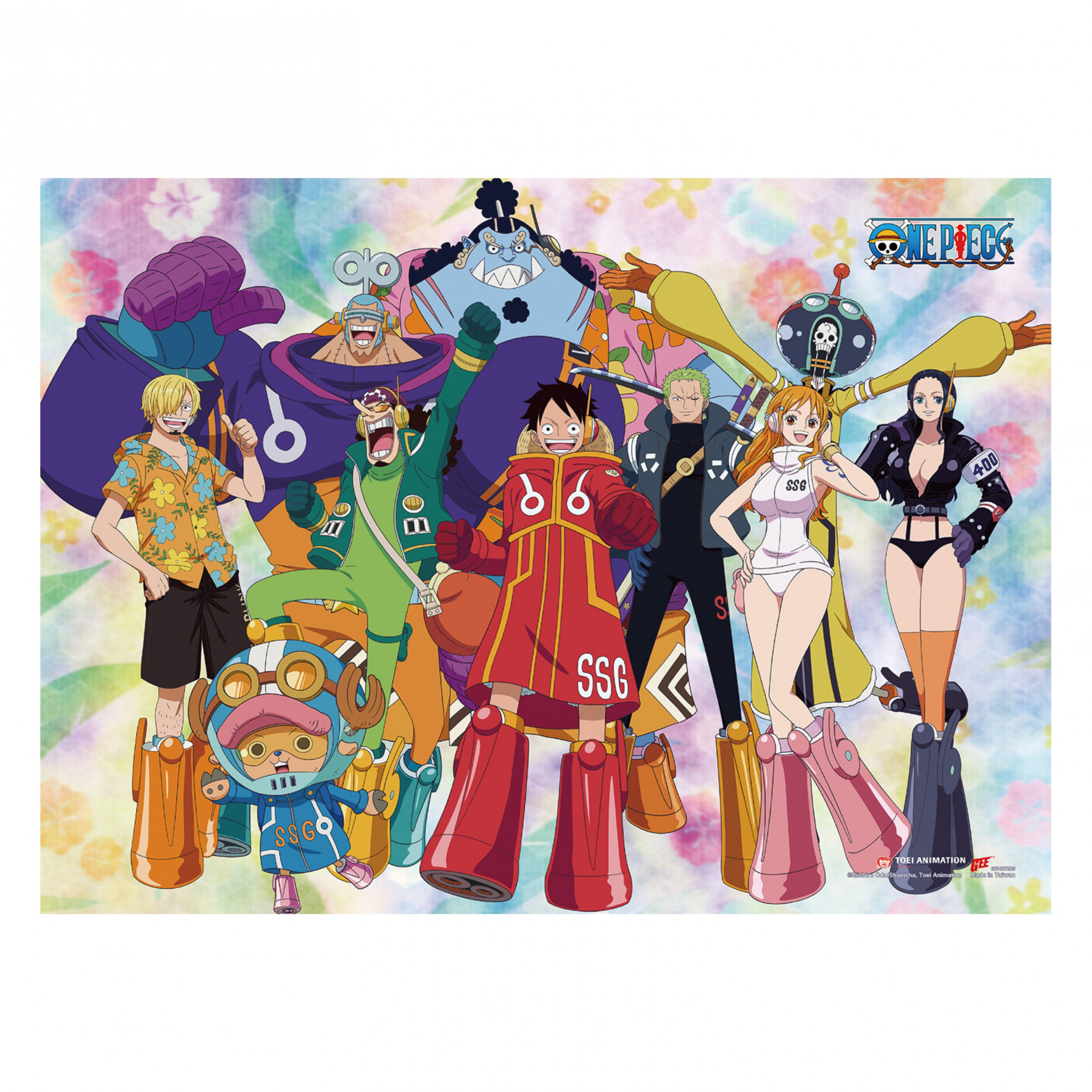 One Piece Future Island Egghead Group Wall Scroll, Multi-Color