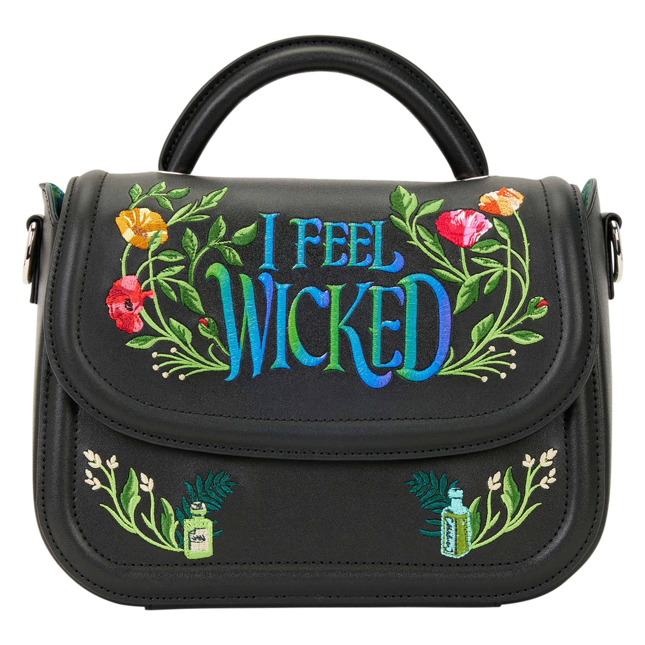 Wicked Part Two I Feel Wicked Floral Cross Body Bag By Loungefly, Black
