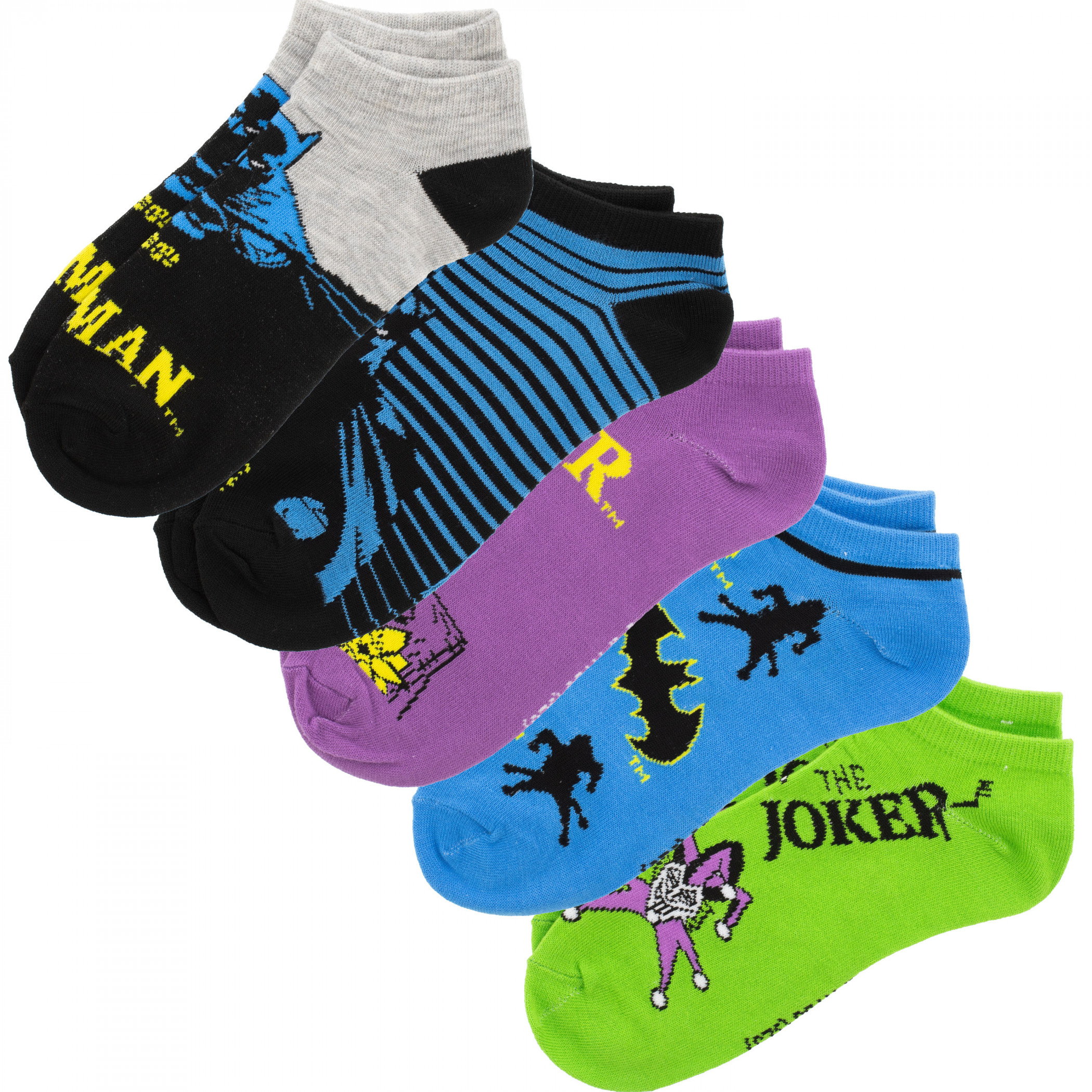Batman Vs. The Joker 5-Pack Ankle Socks, Multi-Color