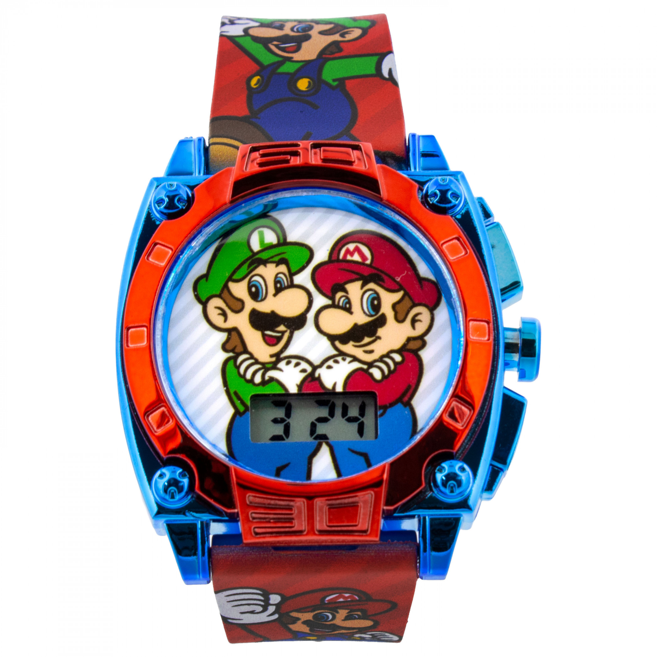 Super Mario Brothers Mario & Luigi Kids Digital Watch, Red