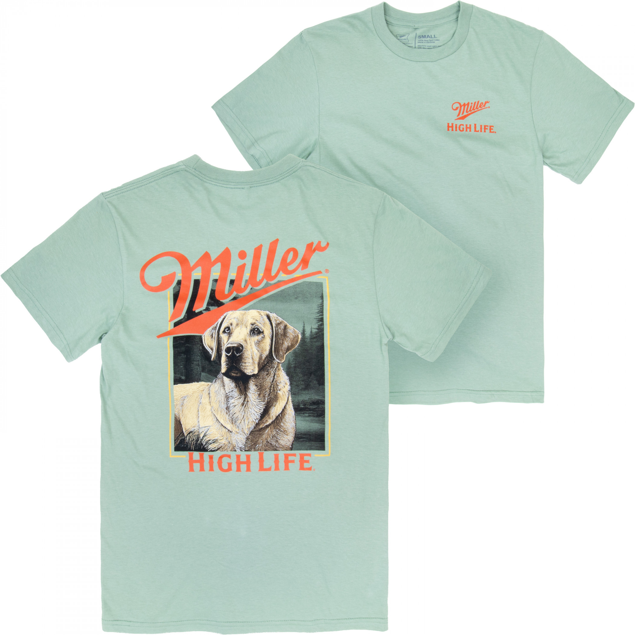 Miller High Life Labrador Front and Back Print T-Shirt