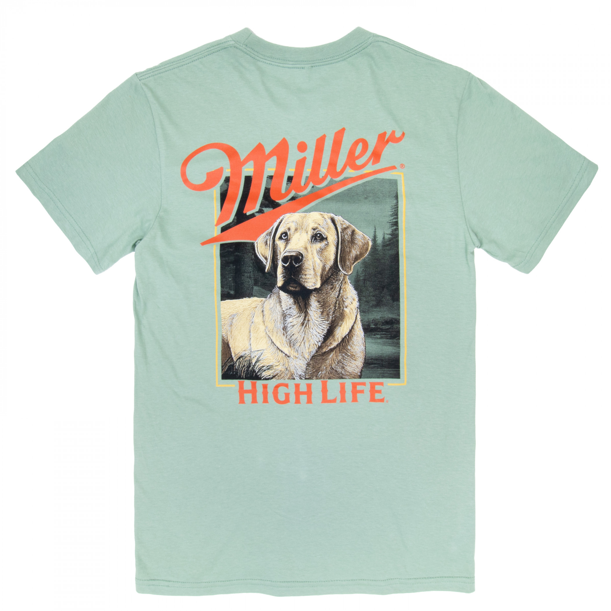 Miller High Life Labrador Front and Back Print T-Shirt