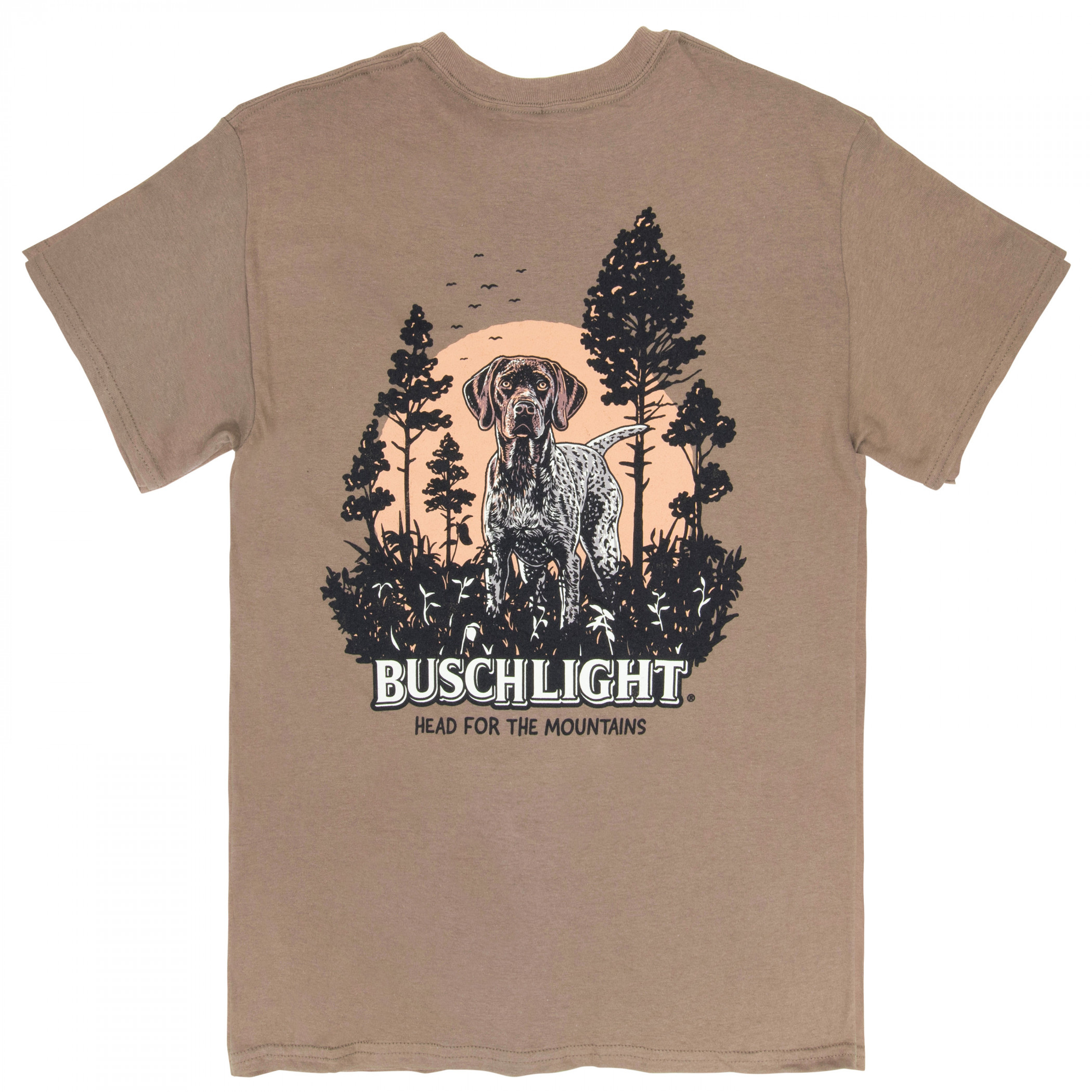 Busch Light Mountain Labrador Brown Front and Back Print T-Shirt