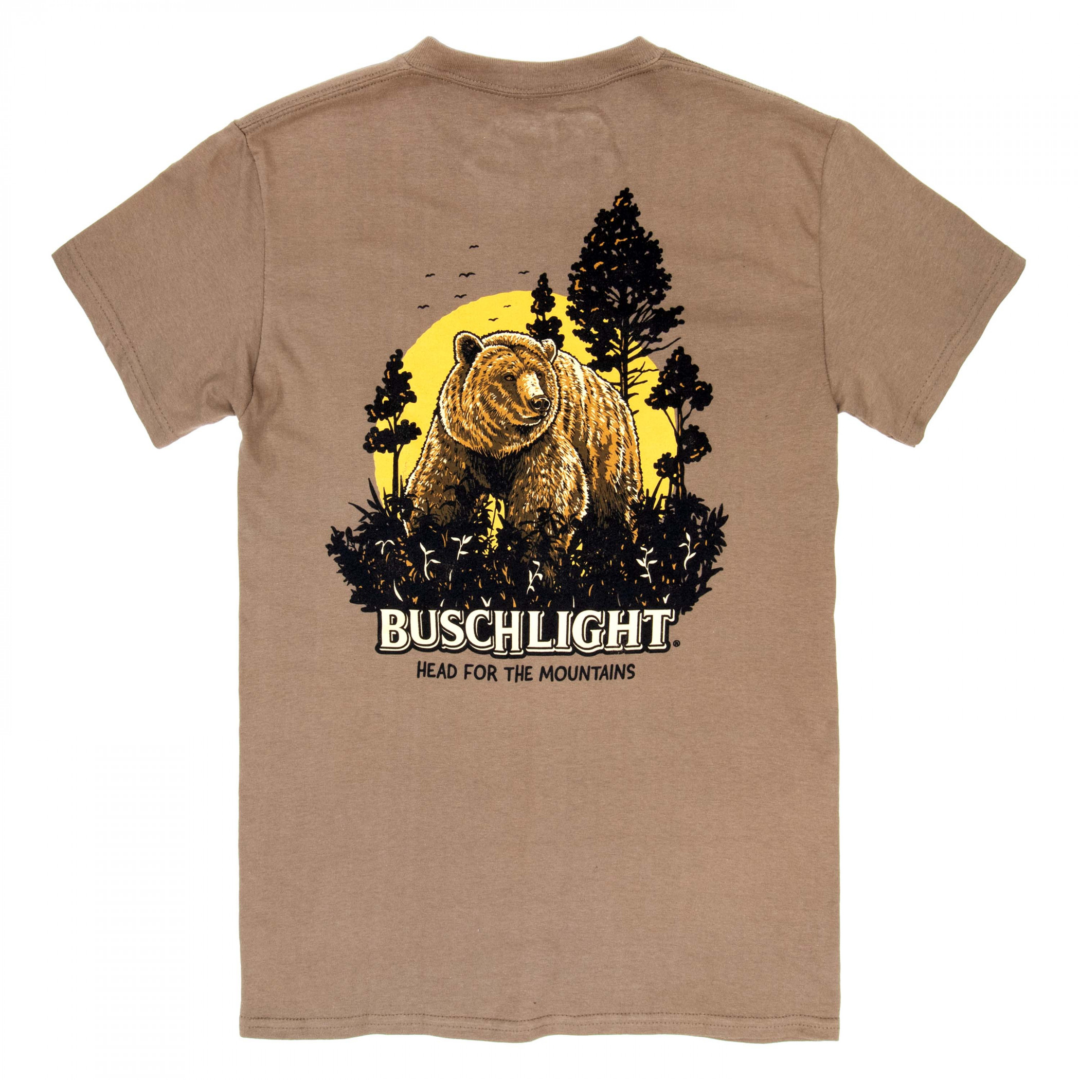 Busch Light Wildlife Bear Front and Back Print T-Shirt