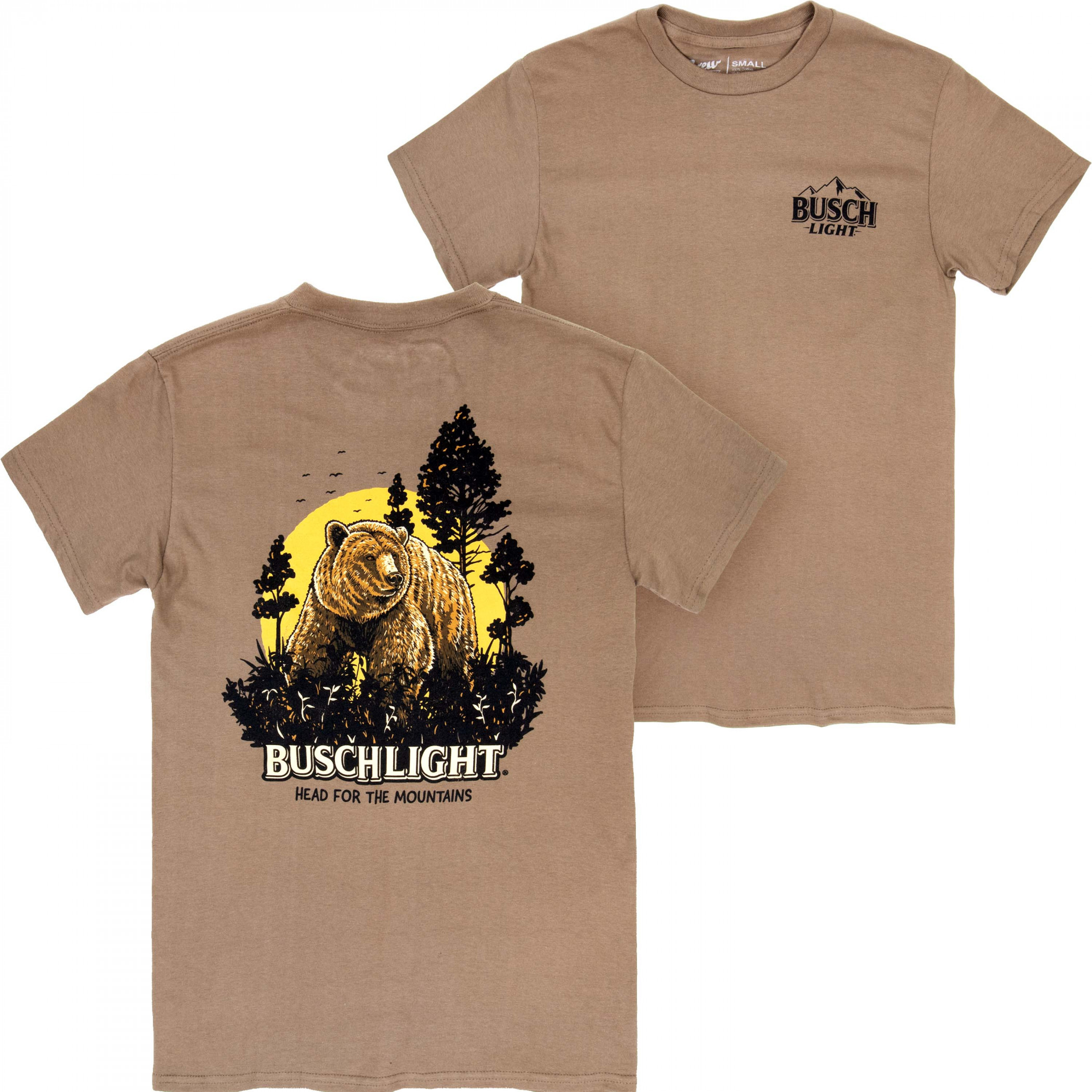Busch Light Wildlife Bear Front and Back Print T-Shirt