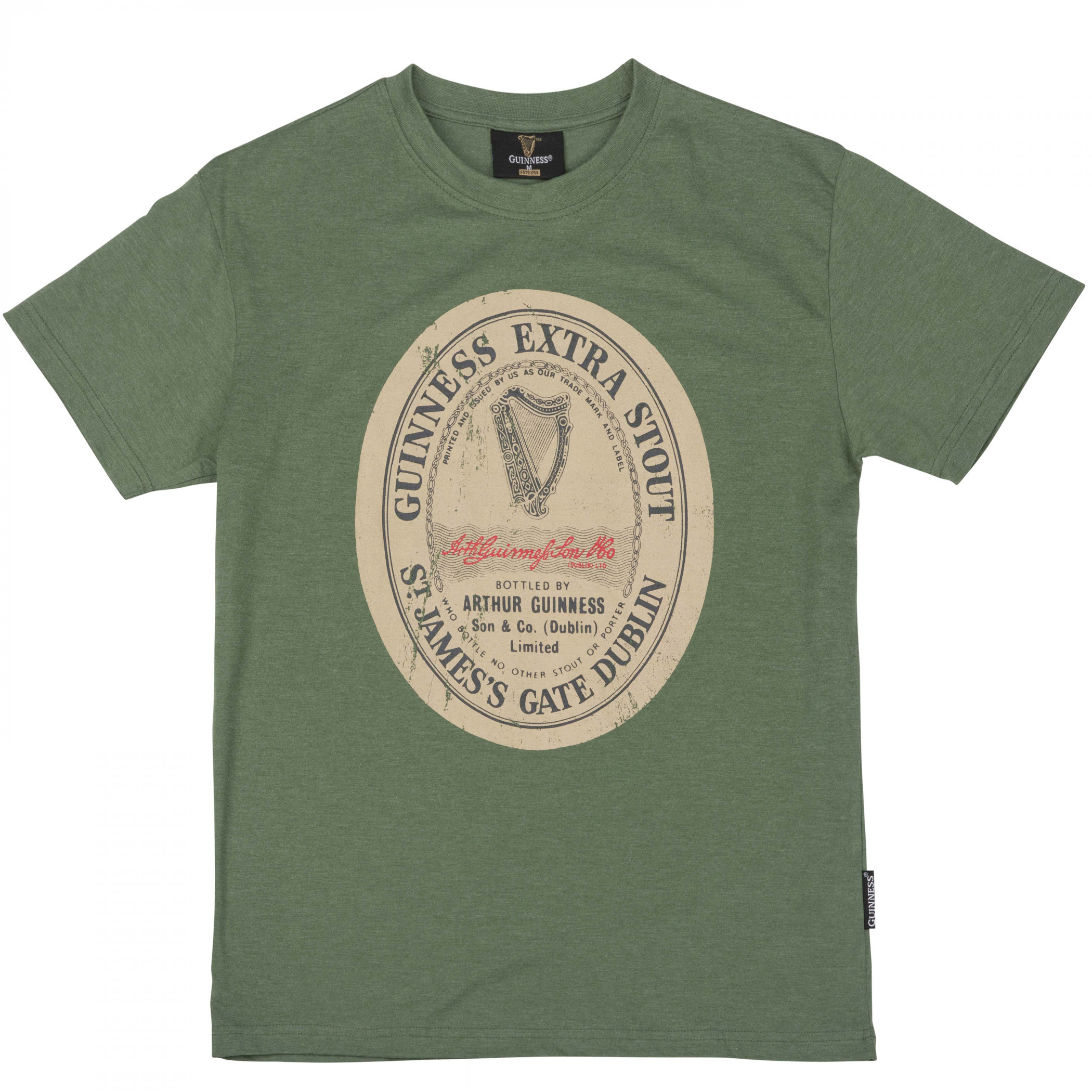 Guinness Beer English Label Heather T-Shirt - Green