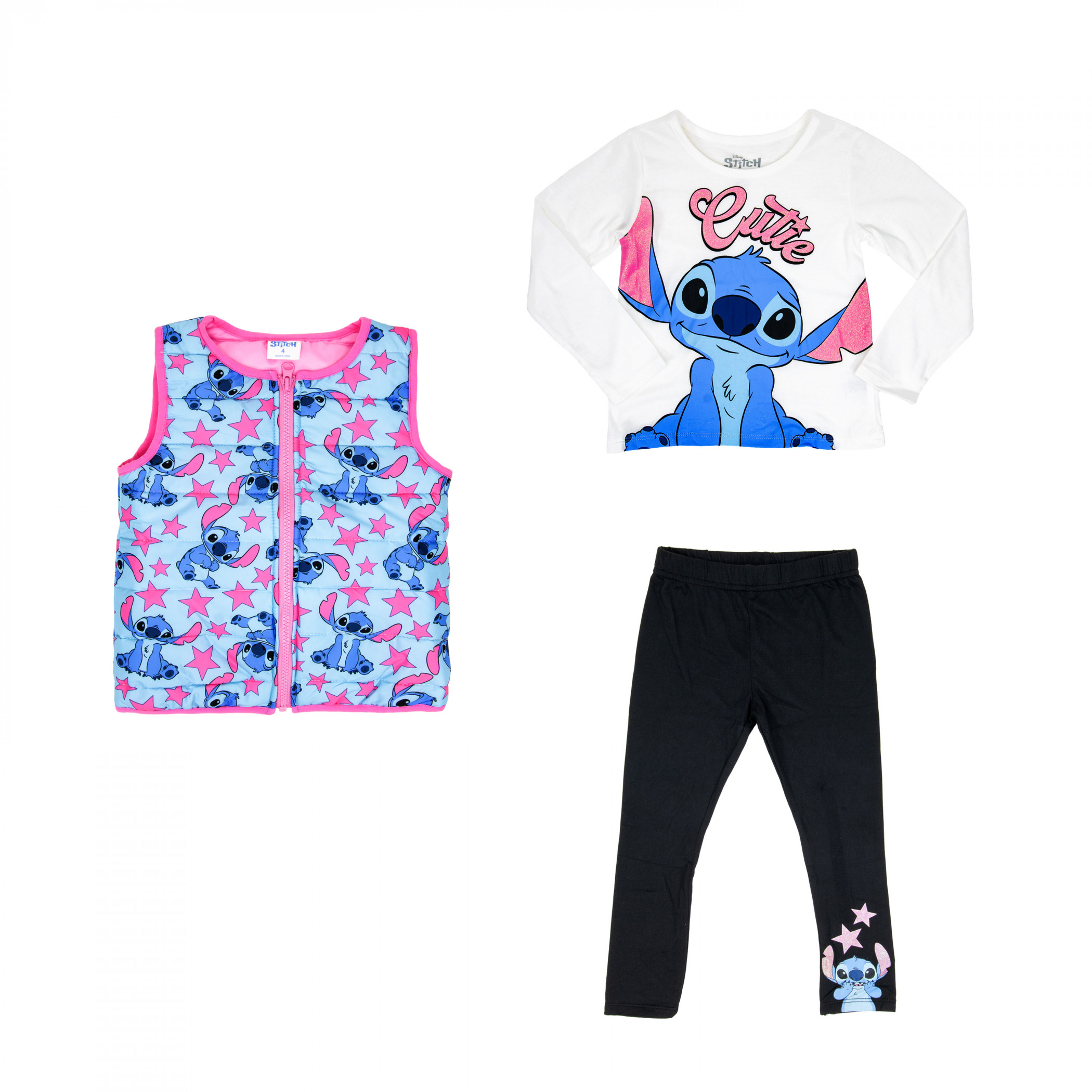 Lilo and Stitch Cutie Girl's Shirt  Pants and Vest Set, Multi-Color