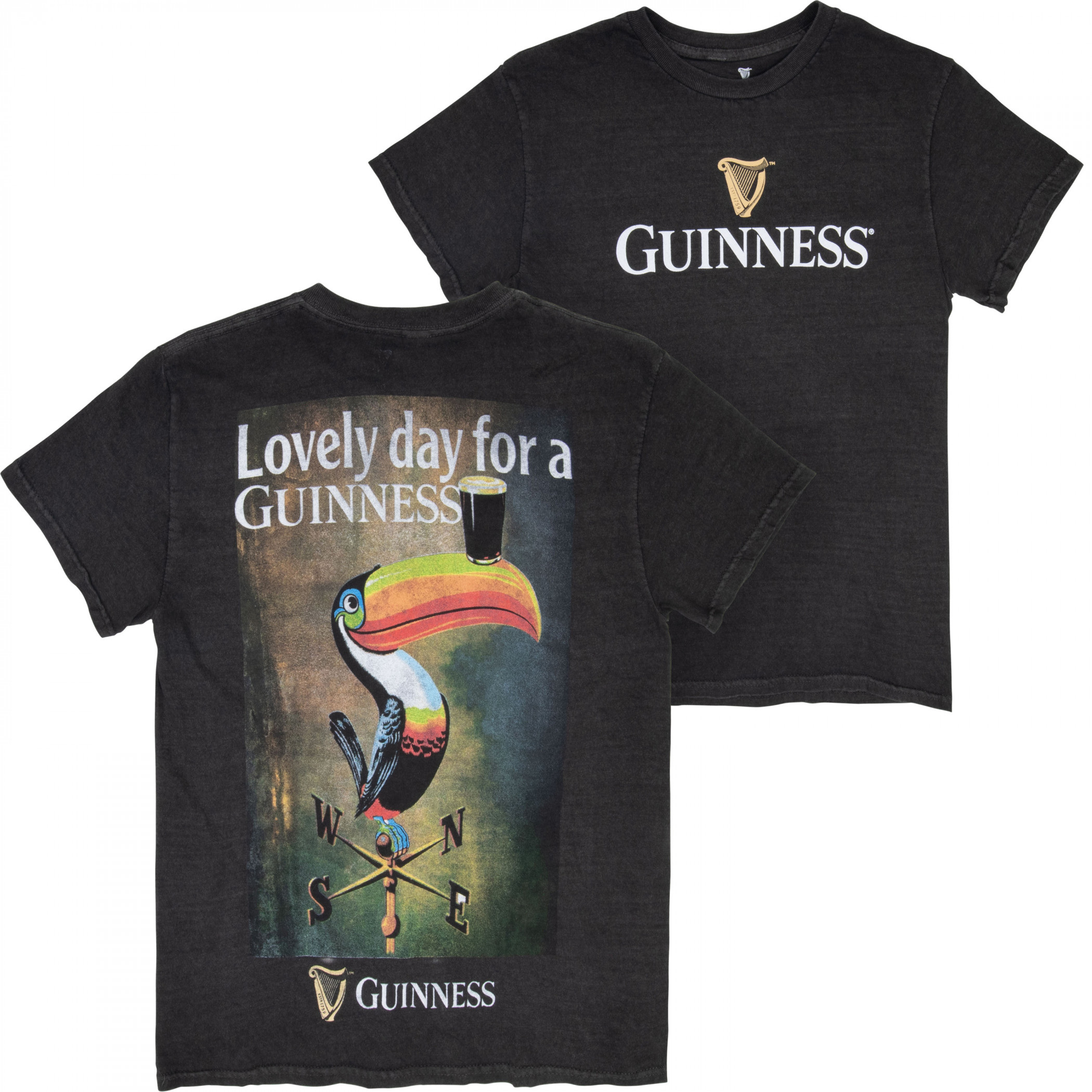Guinness Toucan Directions Front and Back Print Mineral Wash Premium T-Shirt