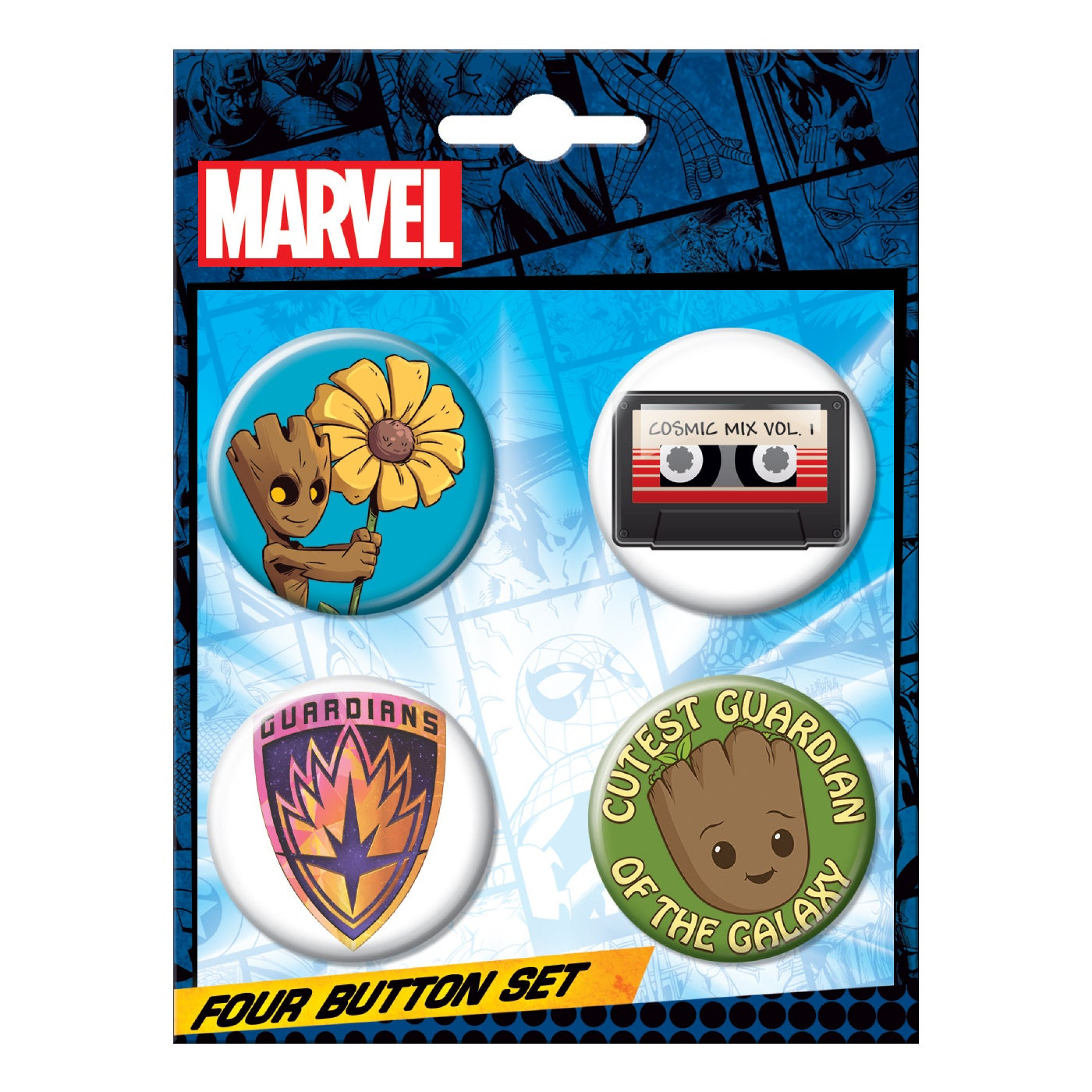 Guardians of The Galaxy Groot 4-Pack Button Set, Multi-Color
