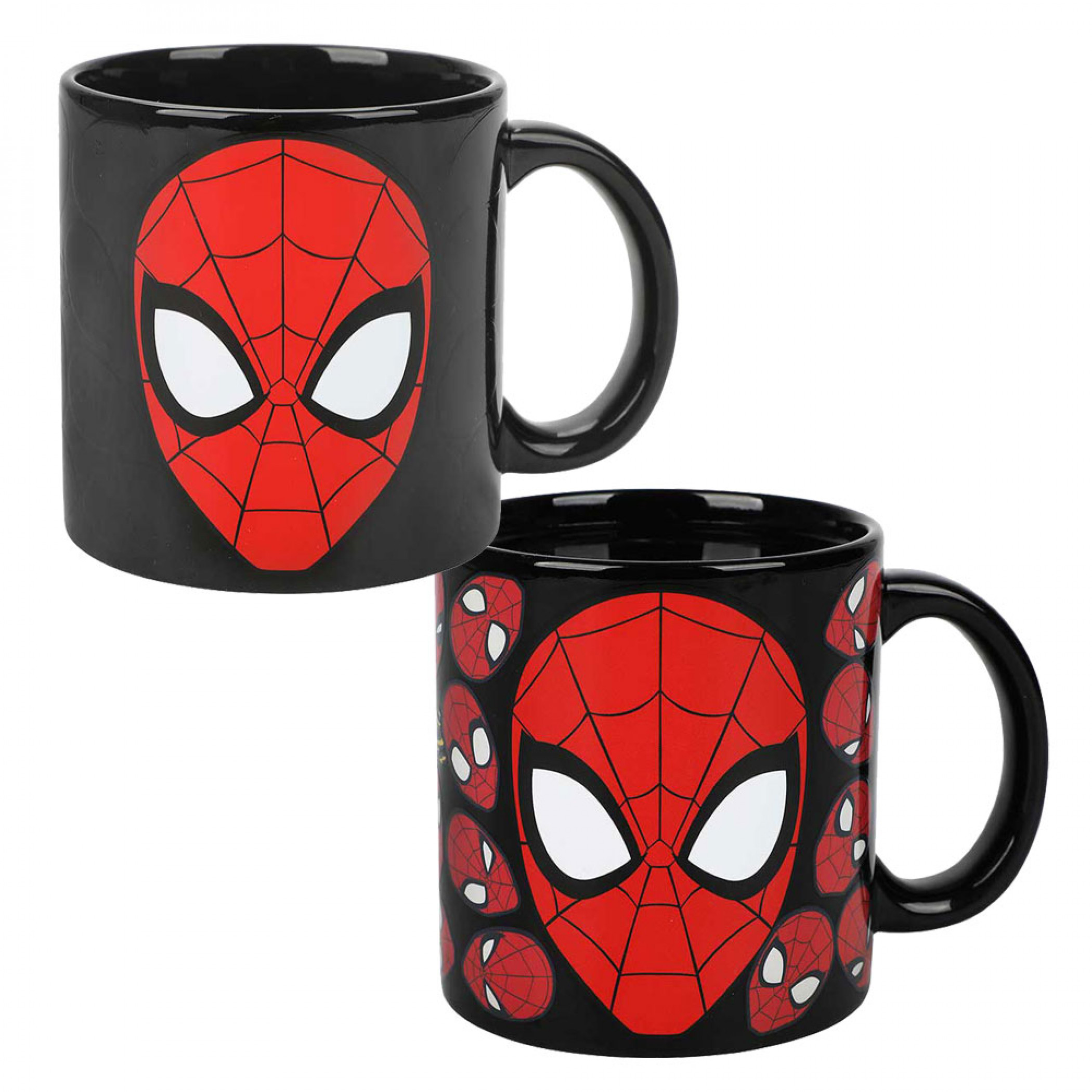 Spider-Man Mask Collage Heat Reactive 16oz Ceramic Mug, Black
