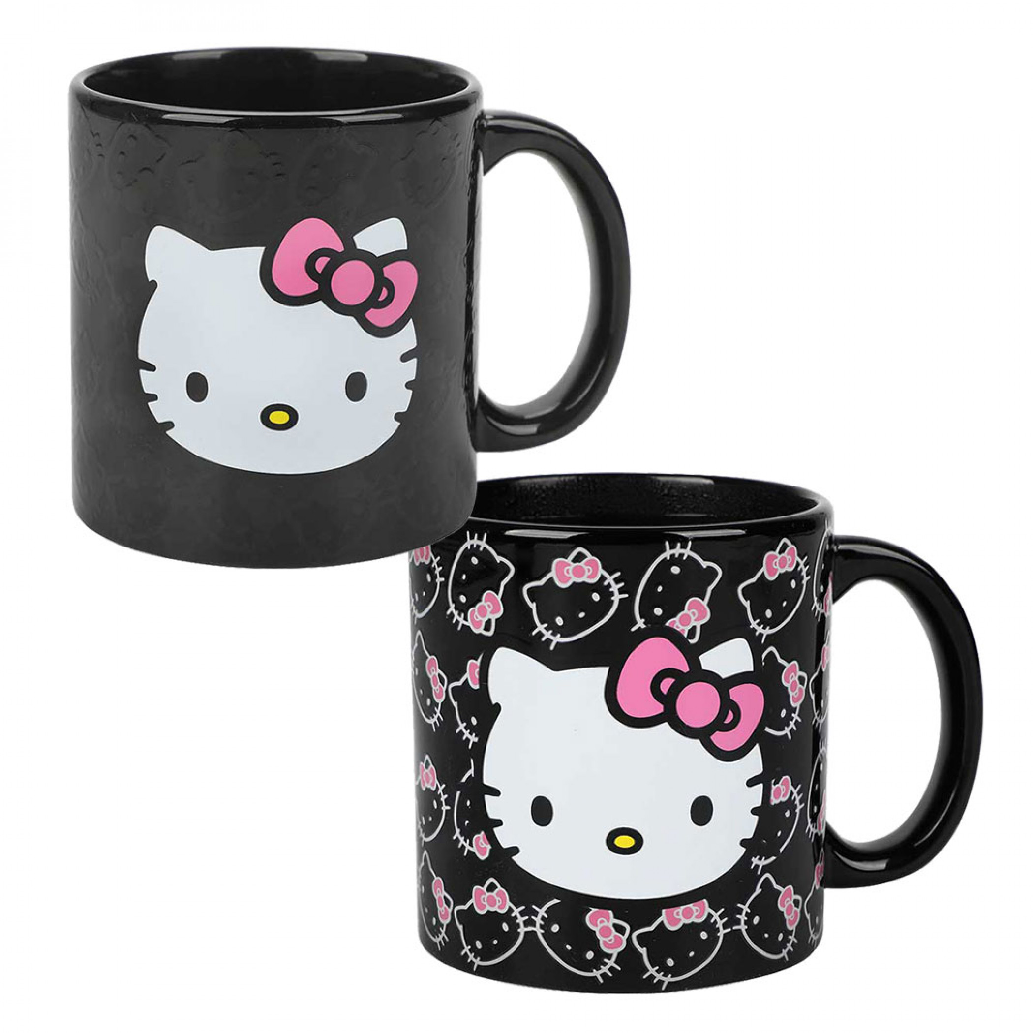 Hello Kitty Face Collage Heat Reactive 16oz Ceramic Mug, Black