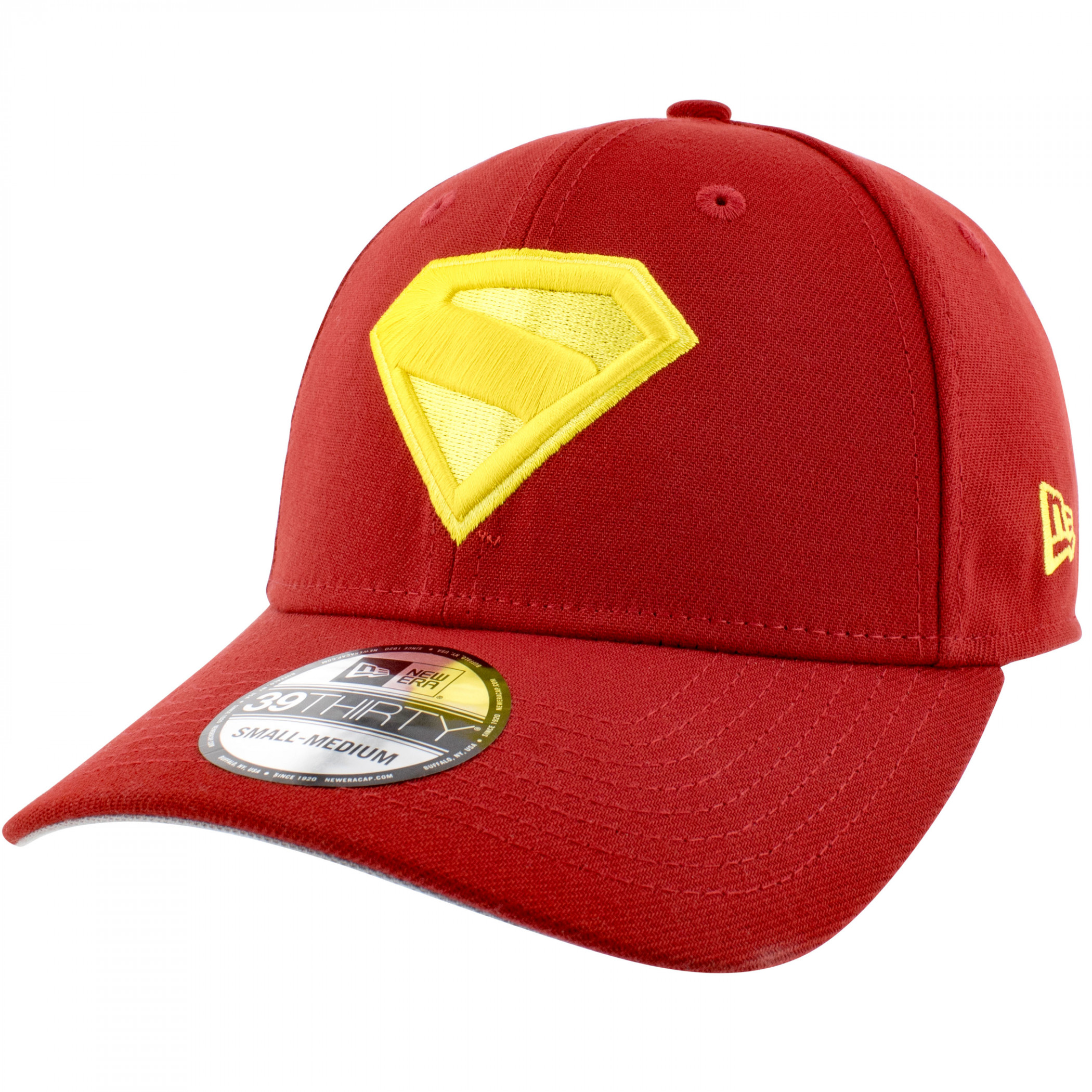 Superman James Gunn Cape Logo New Era 39Thirty Fitted Hat, Red