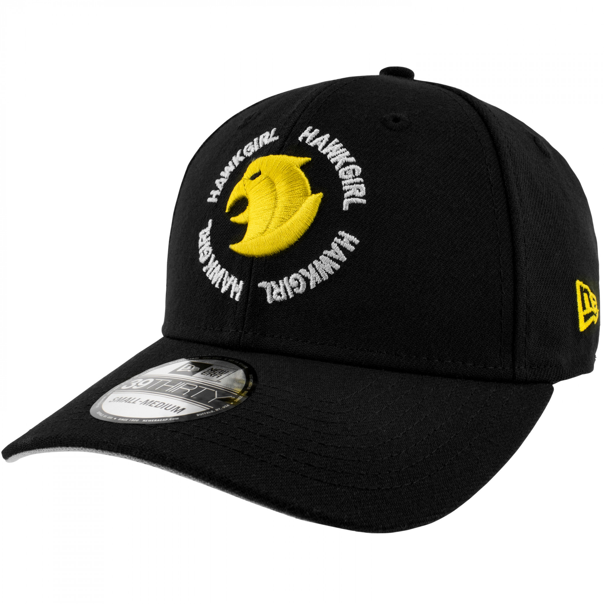 Hawkgirl Logo New Era 39Thirty Fitted Hat, Black
