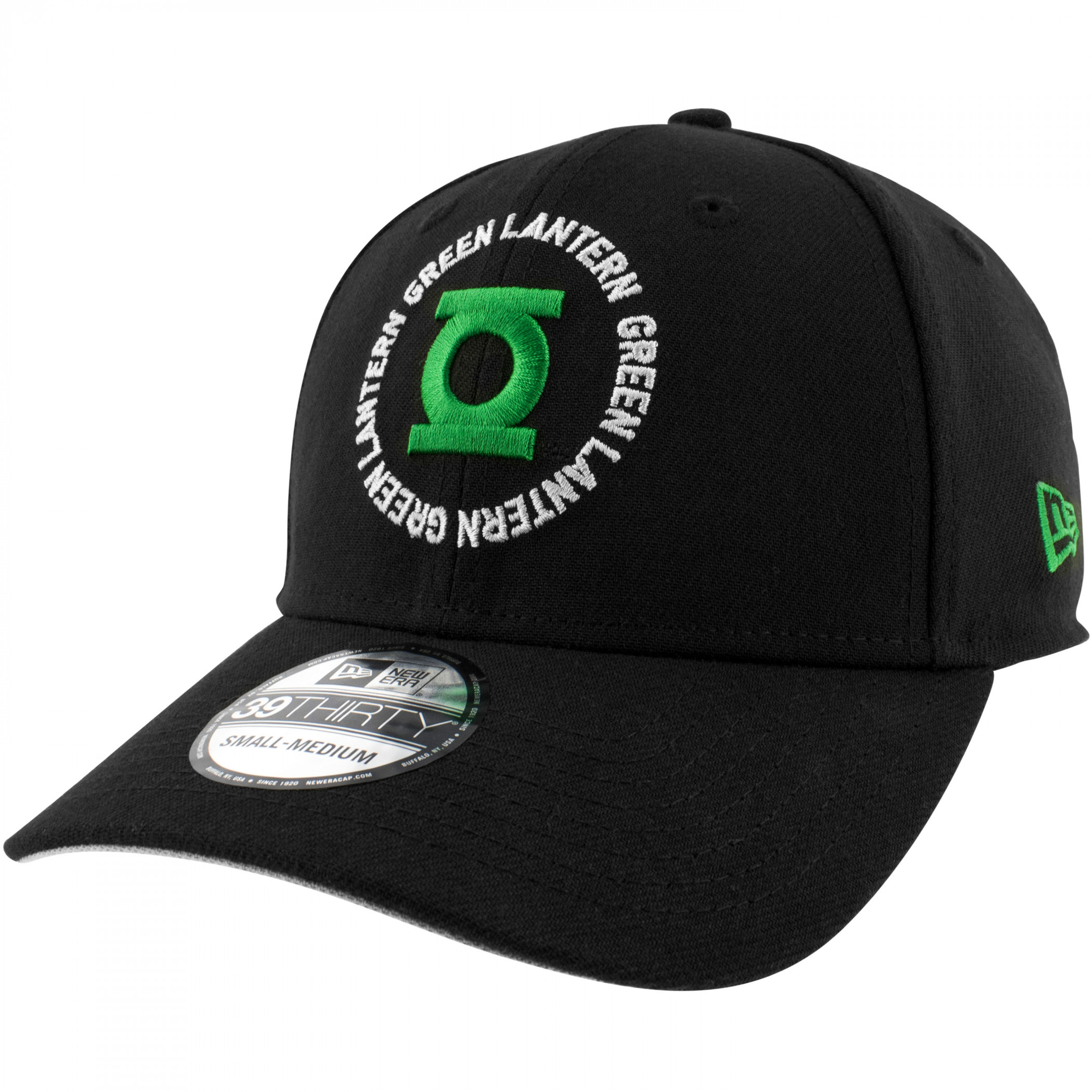 Green Lantern Logo New Era 39Thirty Fitted Hat, Black