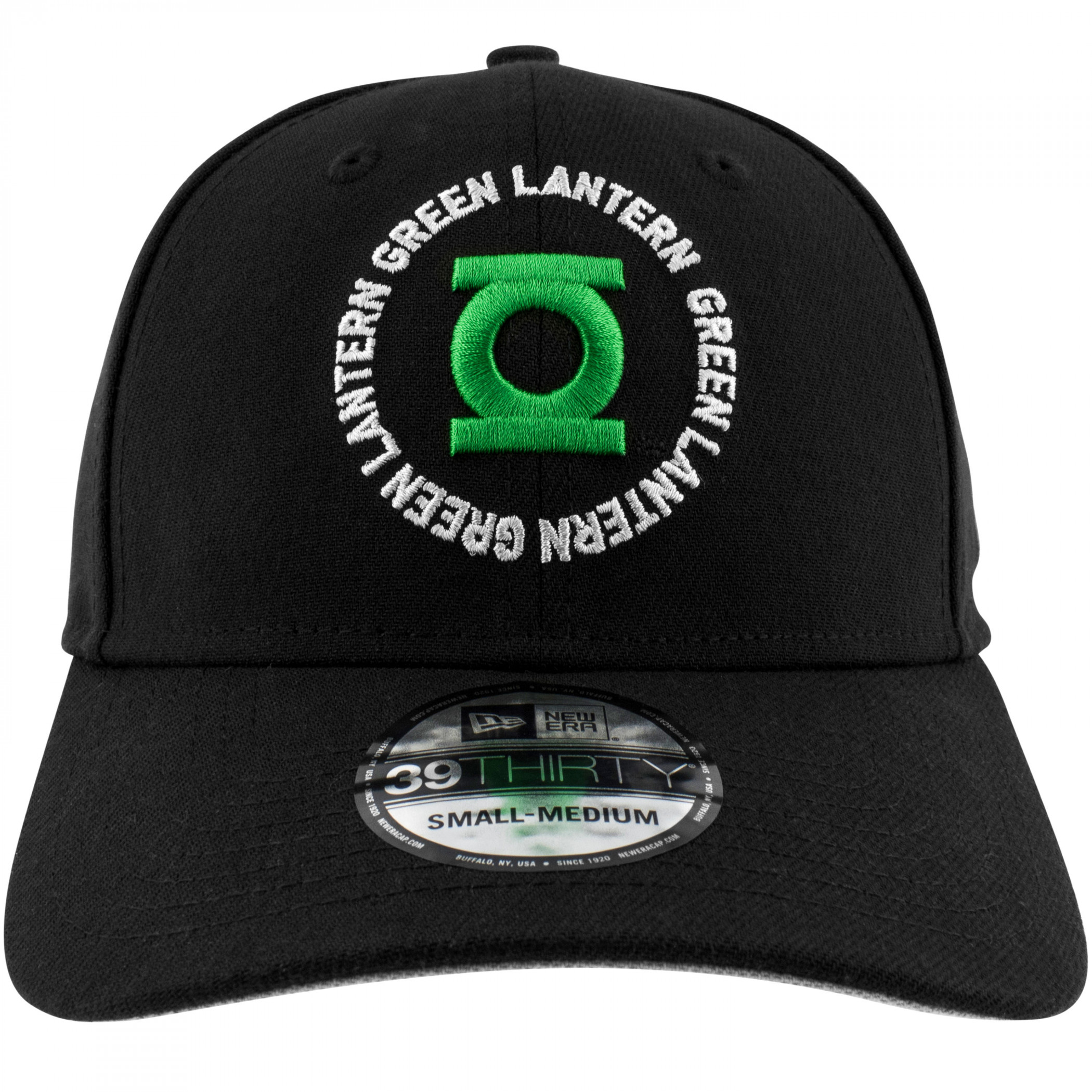 Green Lantern Logo New Era 39Thirty Fitted Hat Black