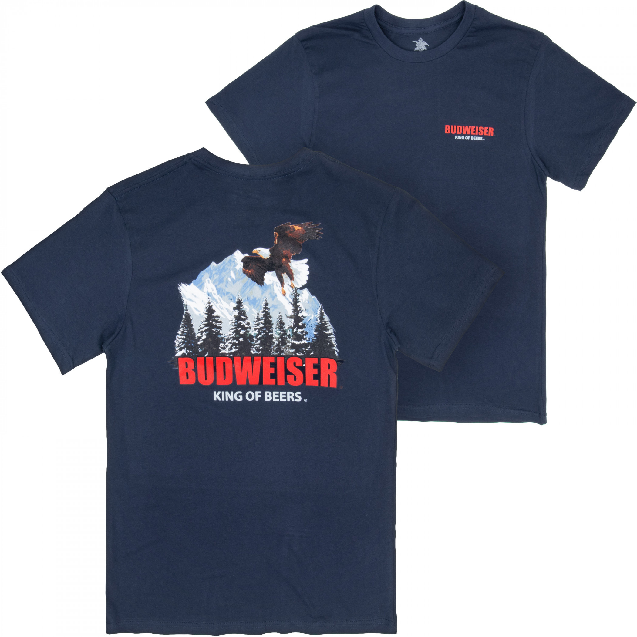 Budweiser Bald Eagle Soaring Front and Back Print T-Shirt