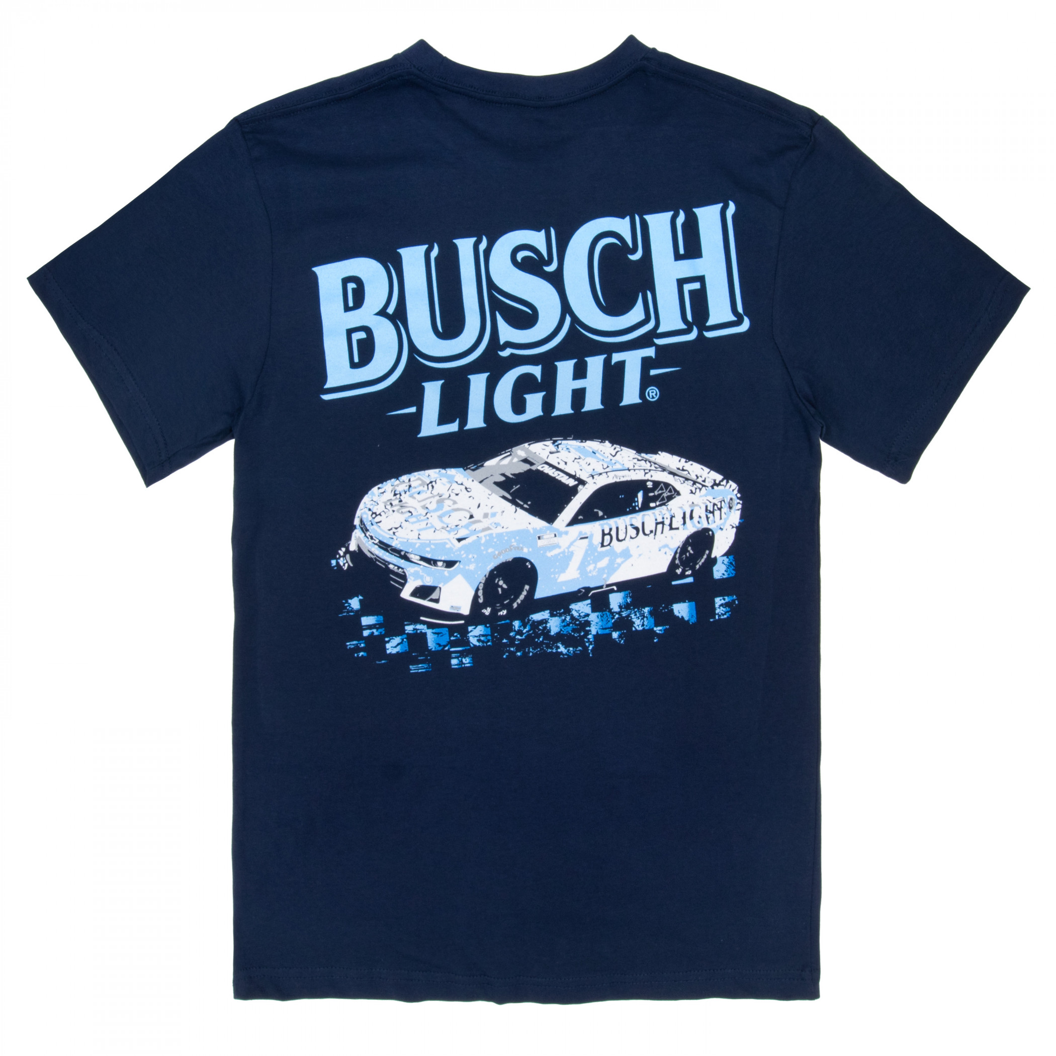 Busch Light Racing Car Front and Back Print T-Shirt