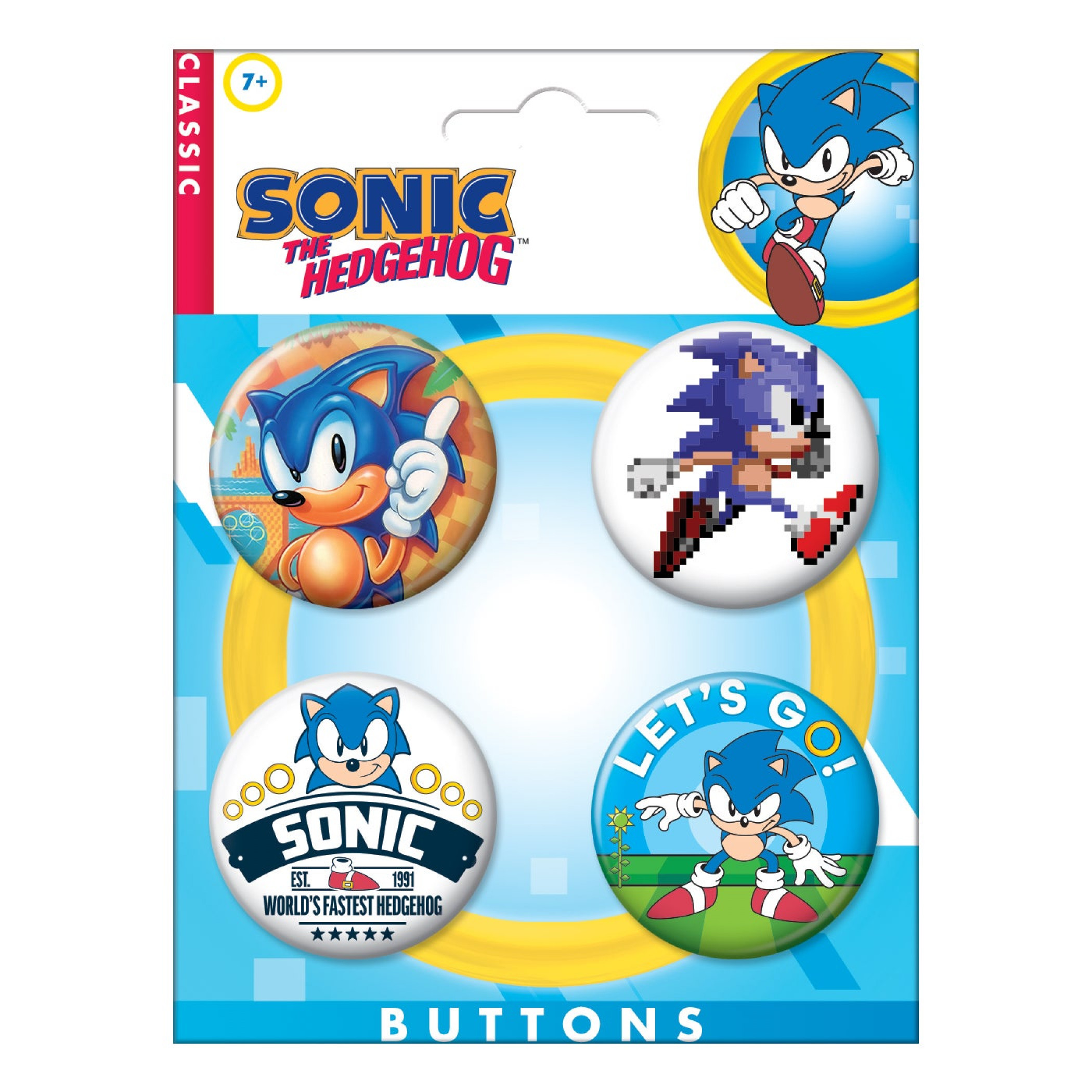 Sonic the Hedgehog 4-Pack Button Set, Multi-Color