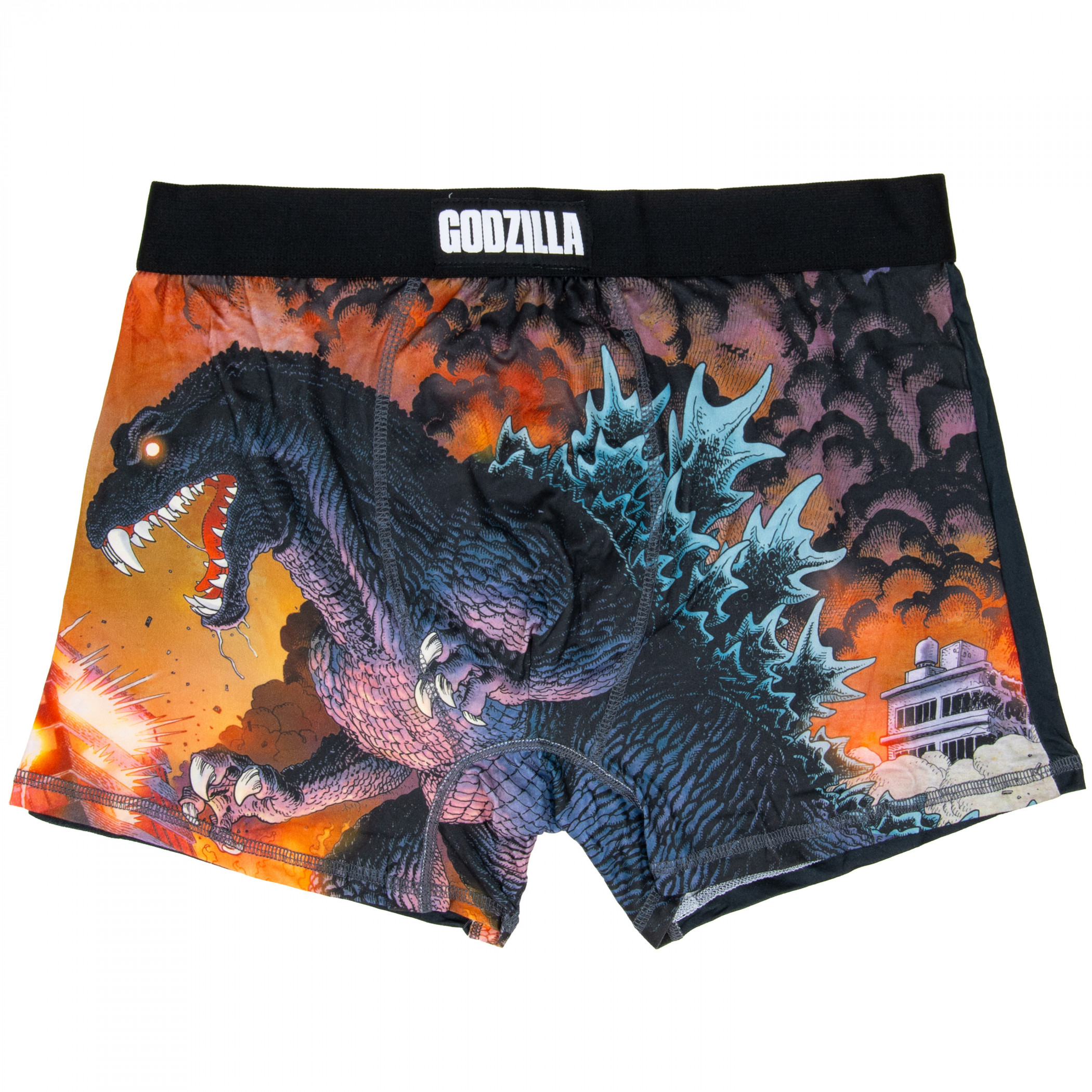Godzilla City Under Attack Men's Underwear Boxer Briefs, Multi-Color