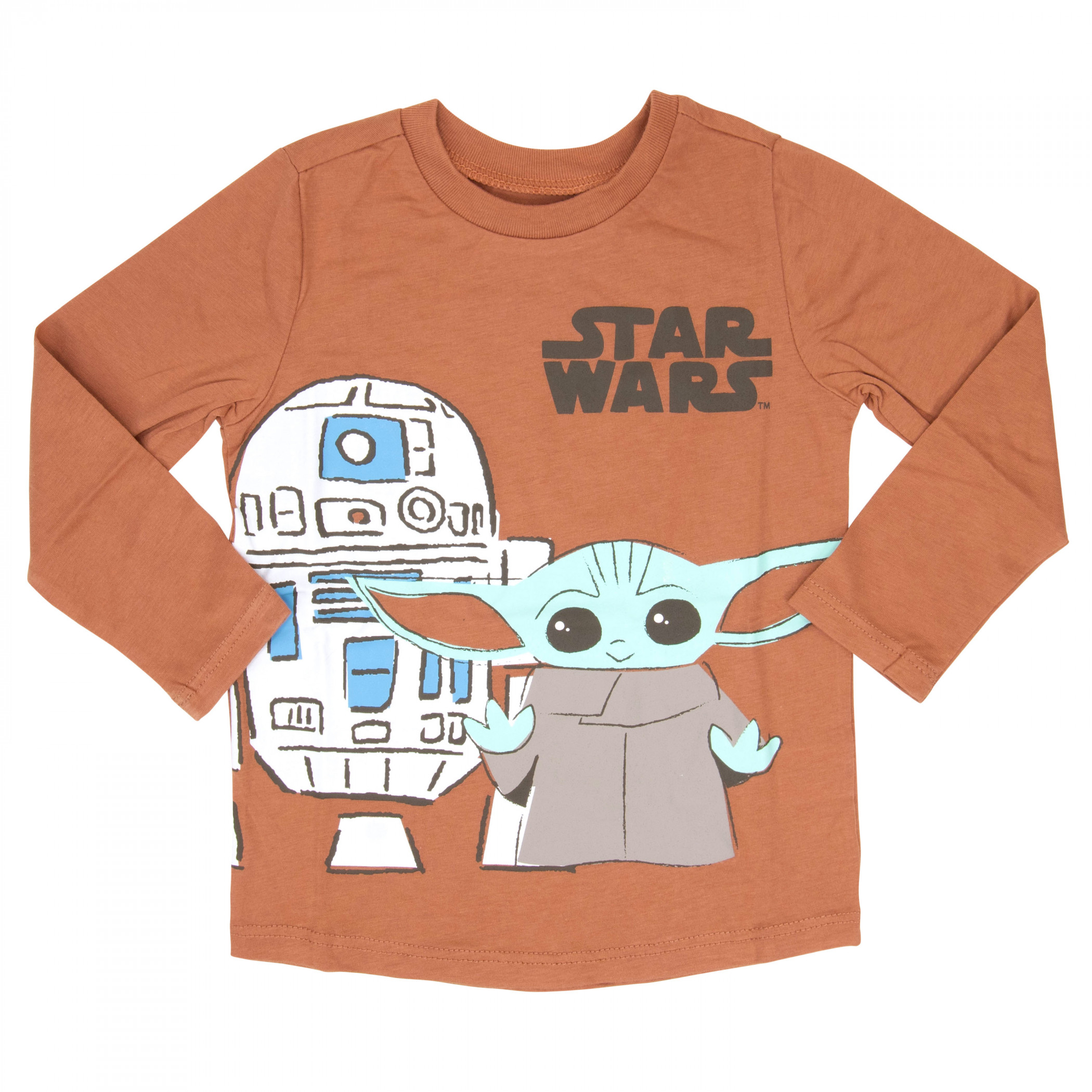 Star Wars R2 and Grogu Toddler Boy's Long Sleeve Shirt, Red