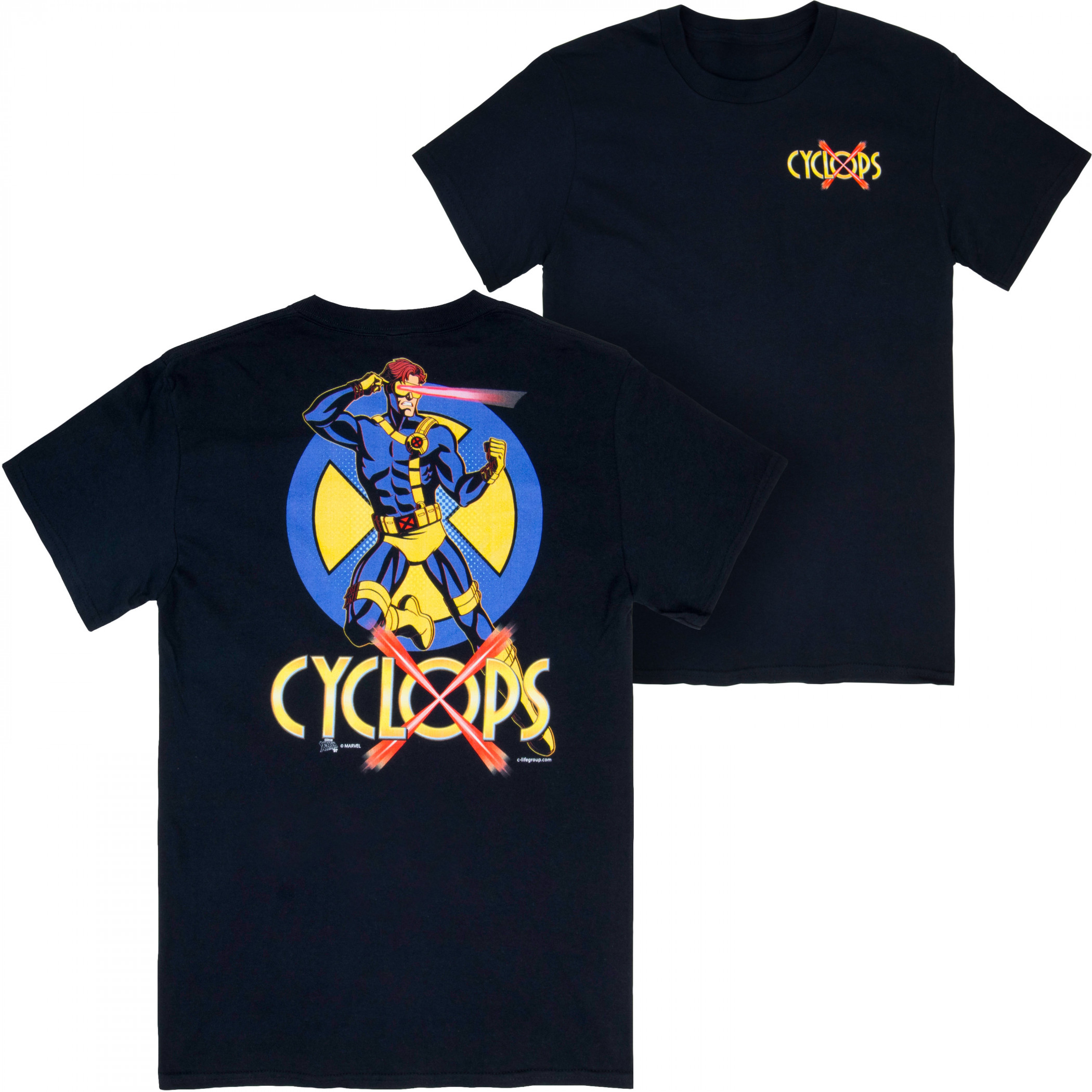 Cyclops X-Men Logo Front and Back Print T-Shirt, Black