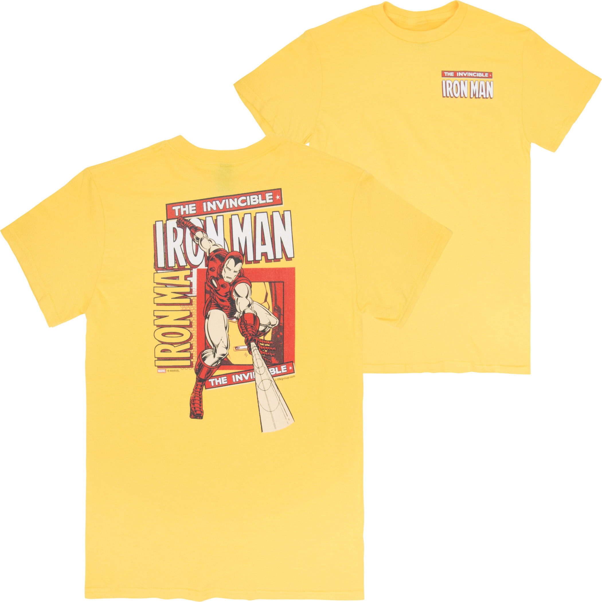 Iron Man The Invincible Front and Back Print T-Shirt, Yellow