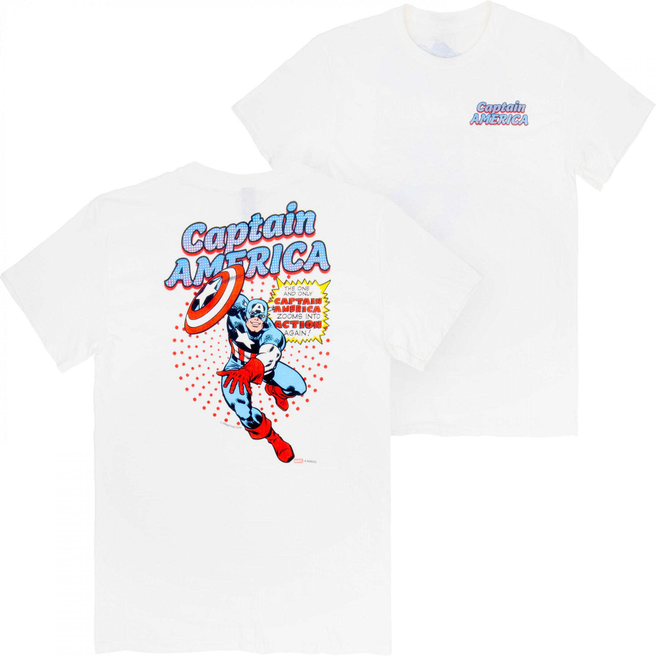 Captain America The One and Only Cap Front and Back Print T-Shirt, White