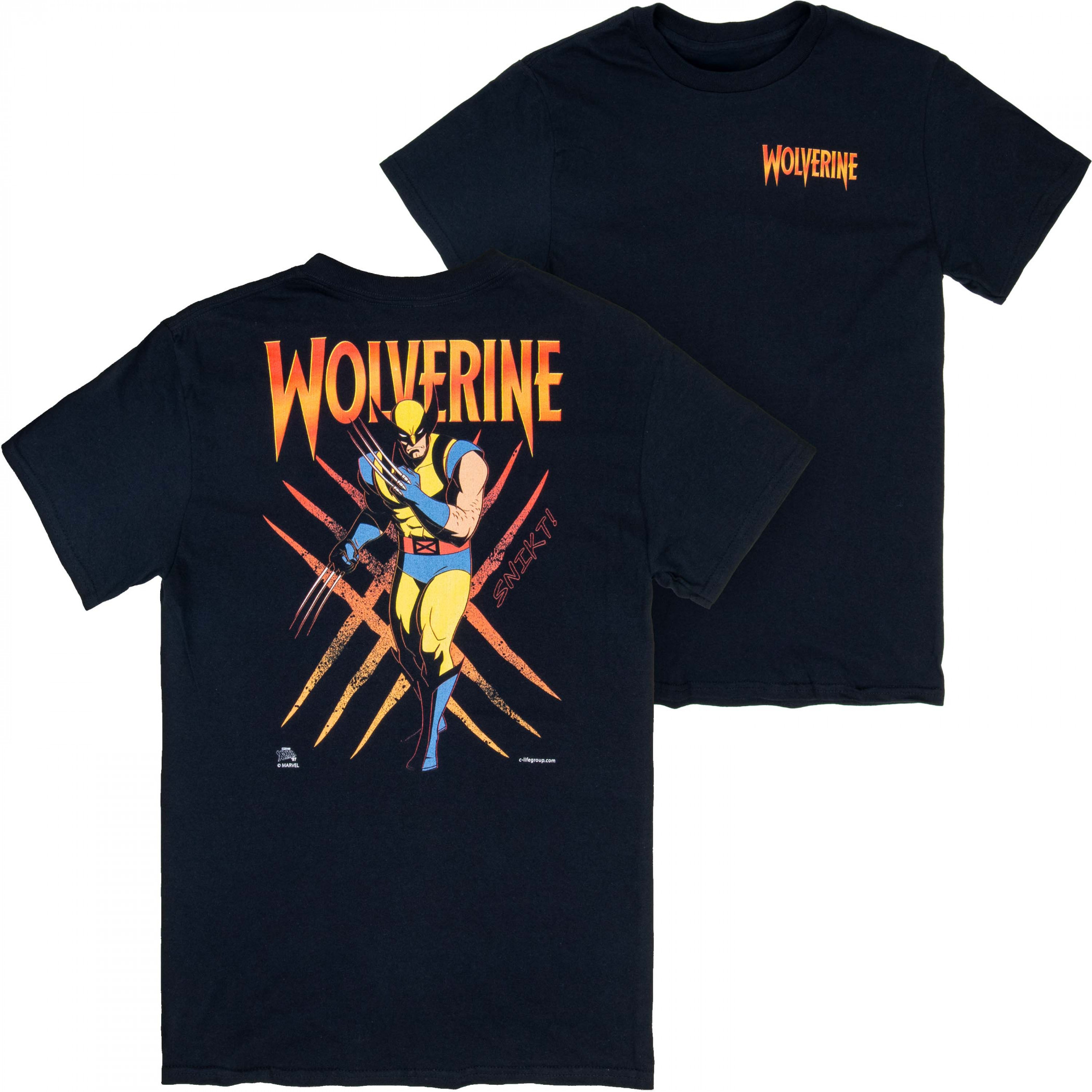 Wolverine Claw Marks Front and Back Print T-Shirt, Black