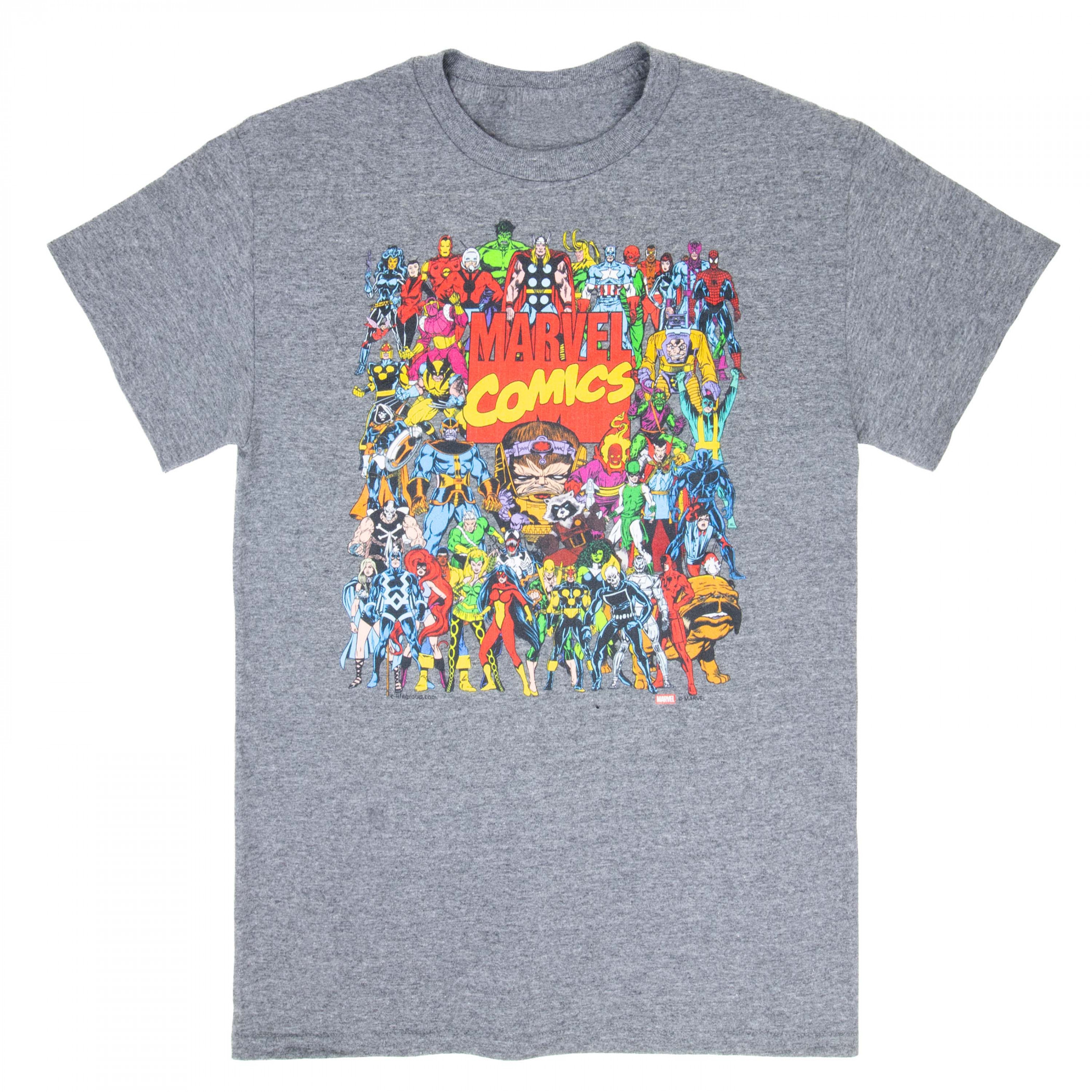 Marvel Comics Character Collage T-Shirt, Grey