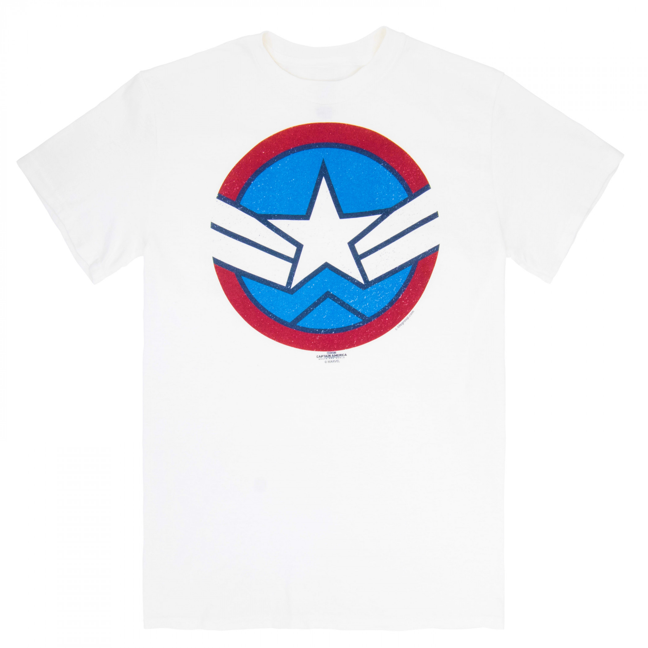 Captain America Sam Wilson Shield Logo White Colorway T-Shirt, White