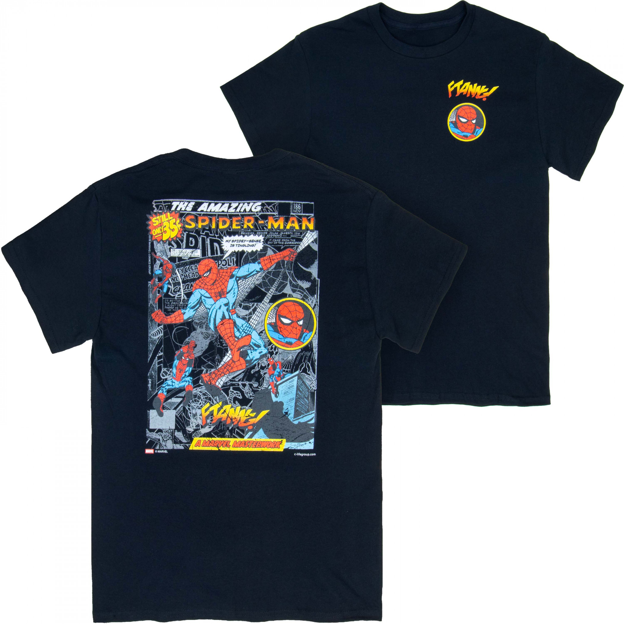 Spider-Man Webslinger Front and Back Print T-Shirt, Black